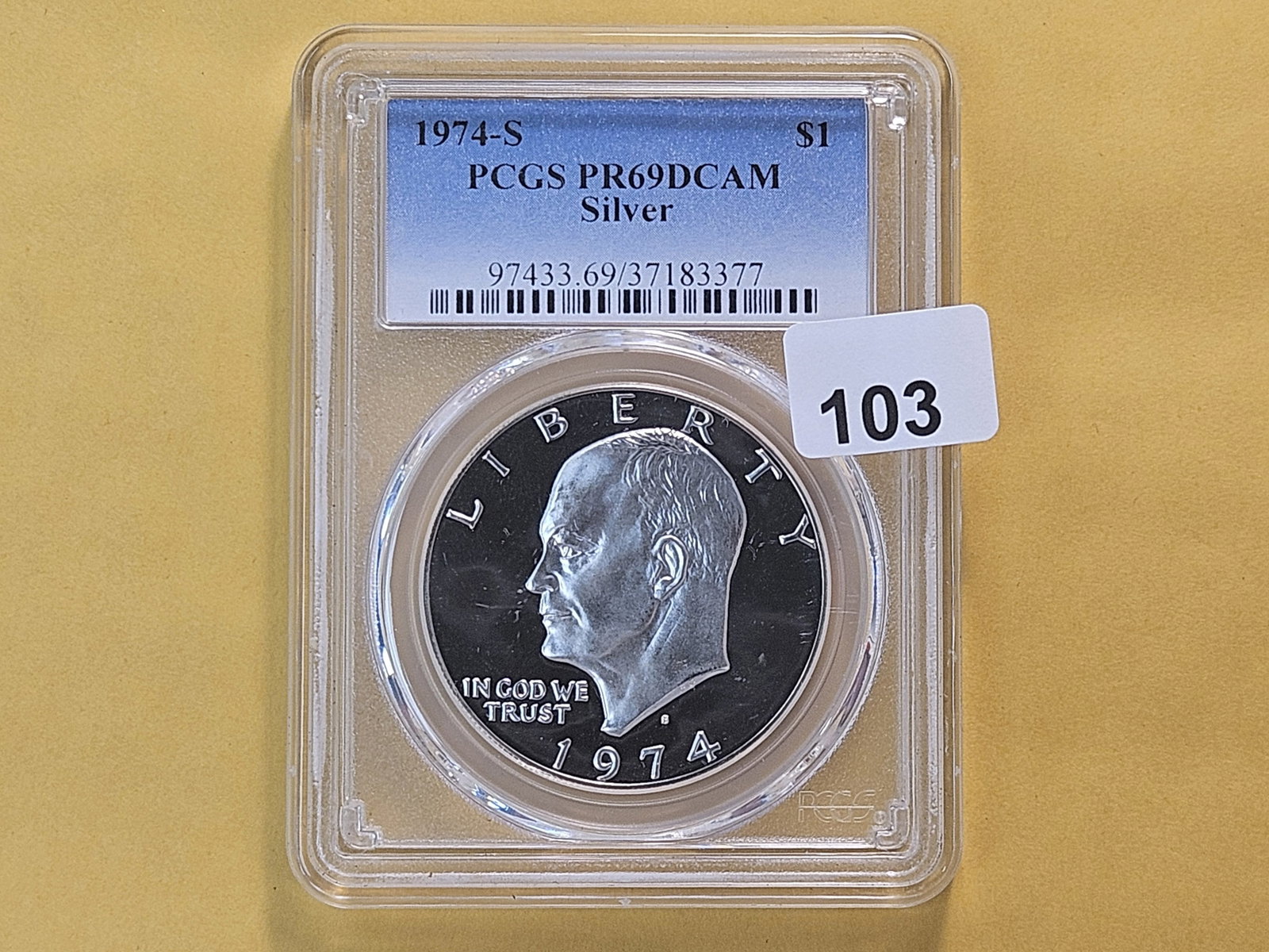 PCGS 1974-S Eisenhower Silver Dollar in Proof 69 Deep Cameo - 2