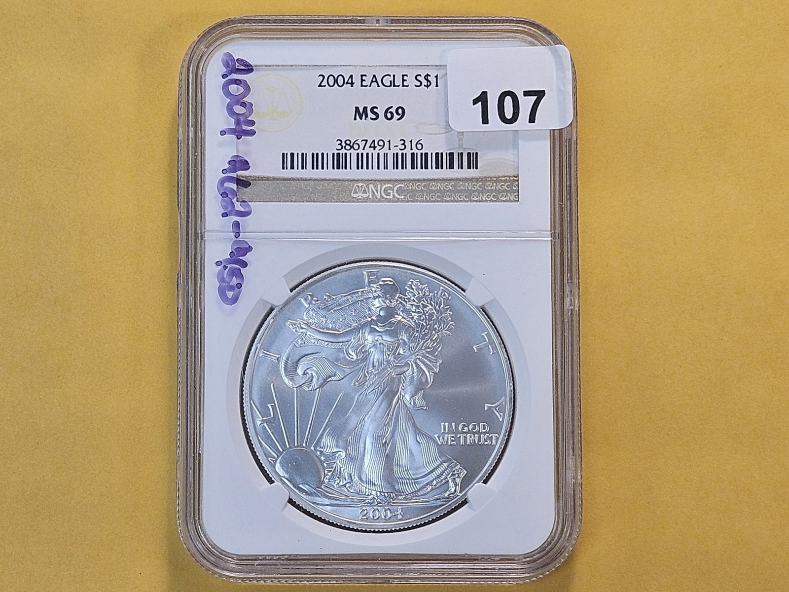 NGC 2004 American Silver Eagle in Mint State 69 - 2