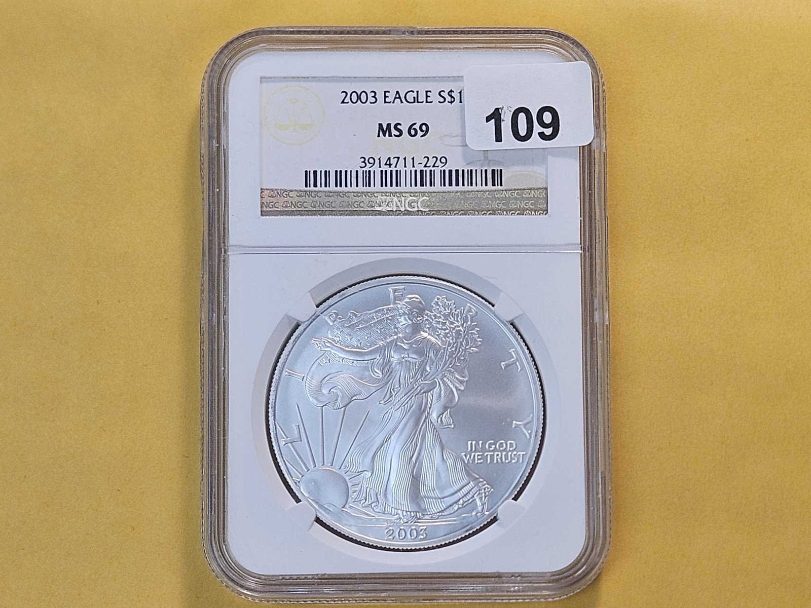 NGC 2003 American Silver Eagle in Mint State 69 - 2