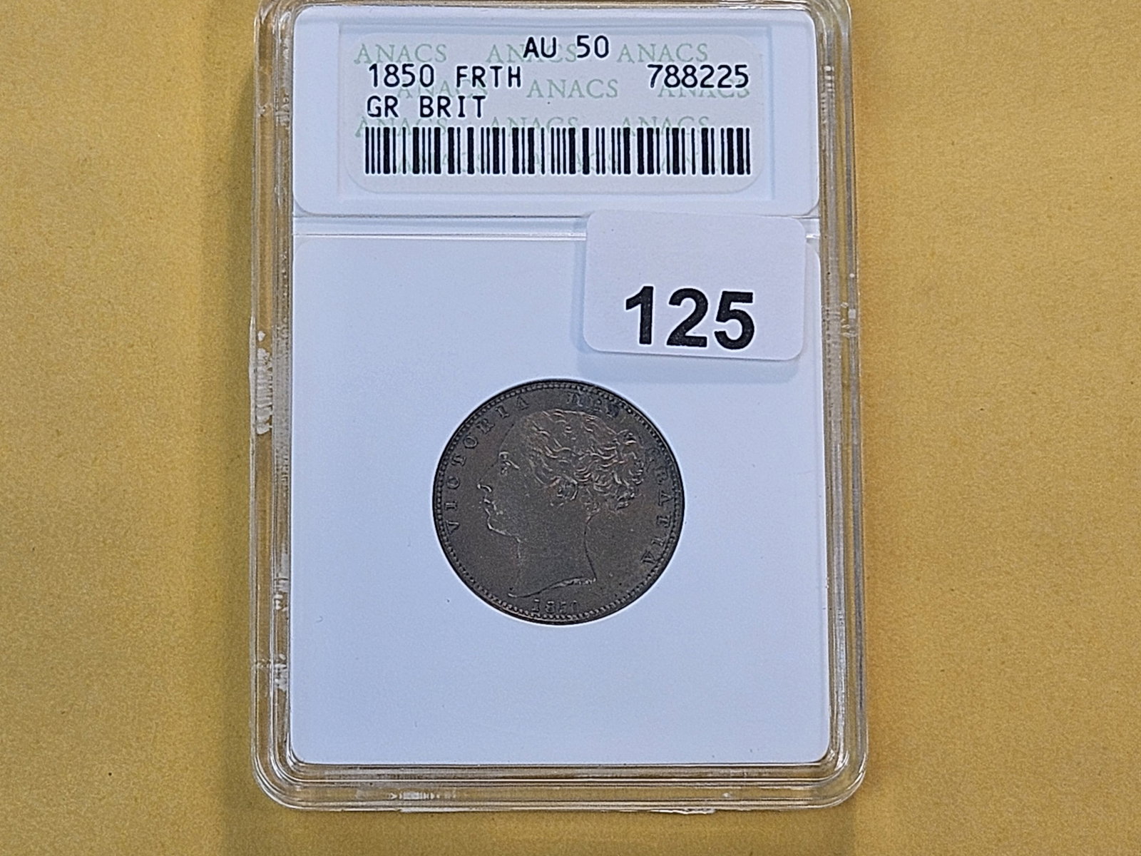 ANACS 1850 Great Britain Farthing in About Uncirculated 58 - 2