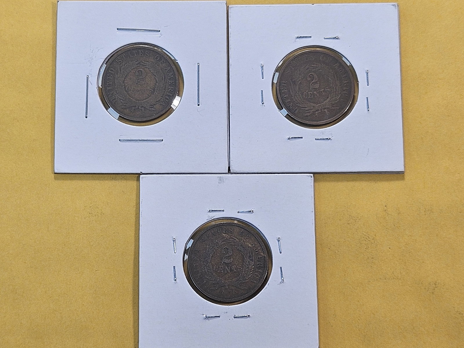 Three Circulated Two Cent Pieces - 5