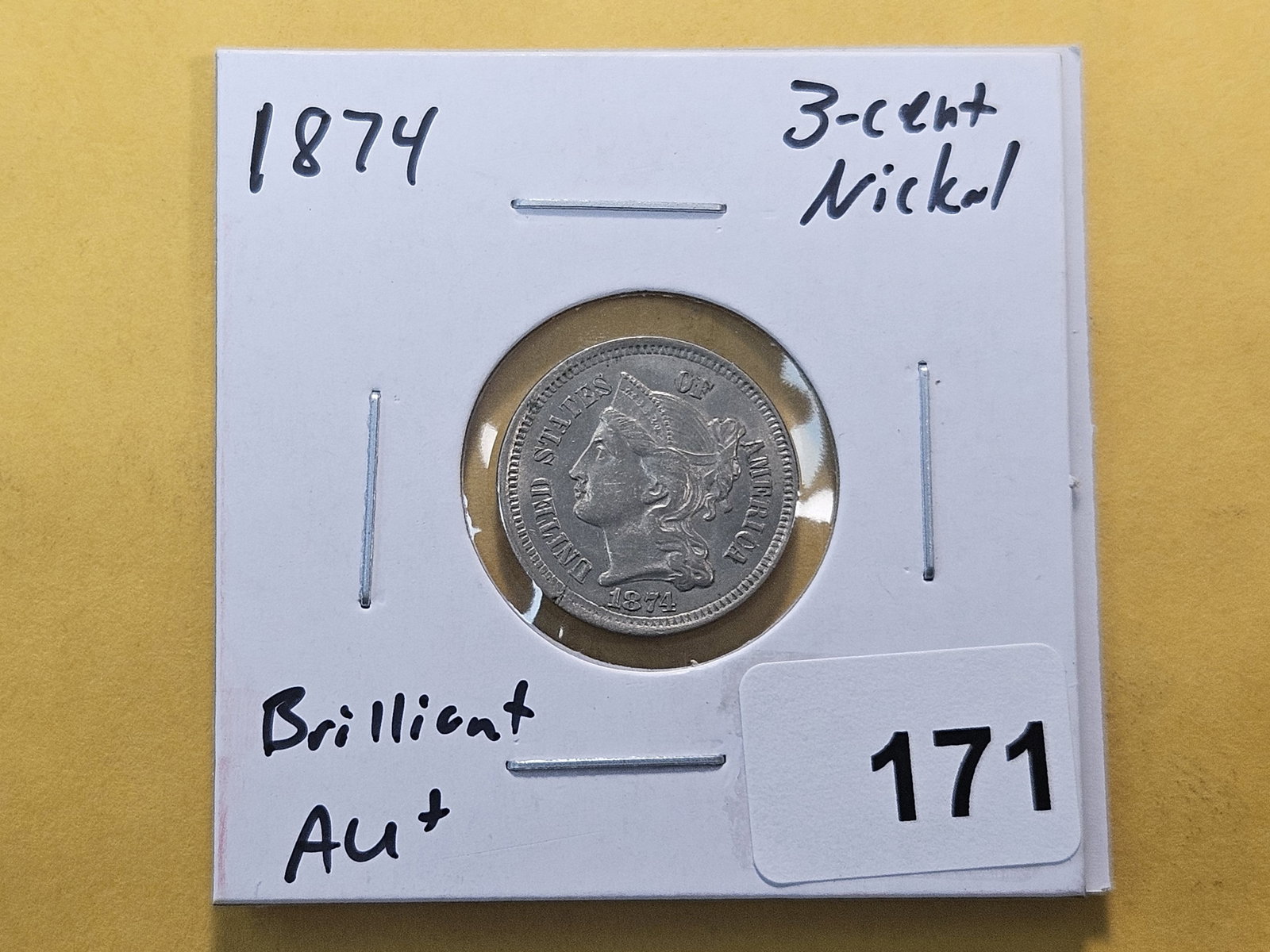 Better Grade 1874 Three Cent Nickel - 2