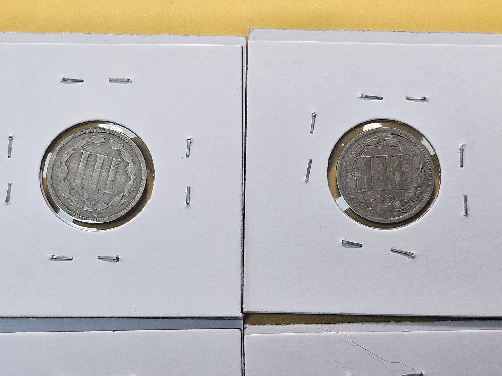 Four Circulated Three Cent Nickels - 7