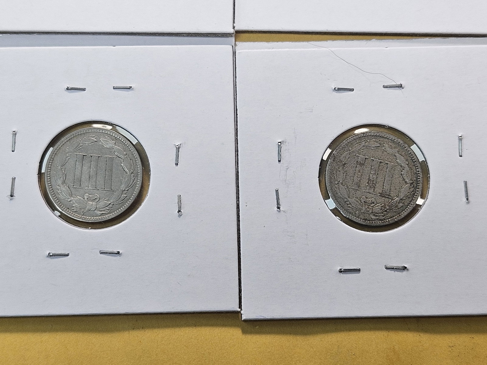 Four Circulated Three Cent Nickels - 8