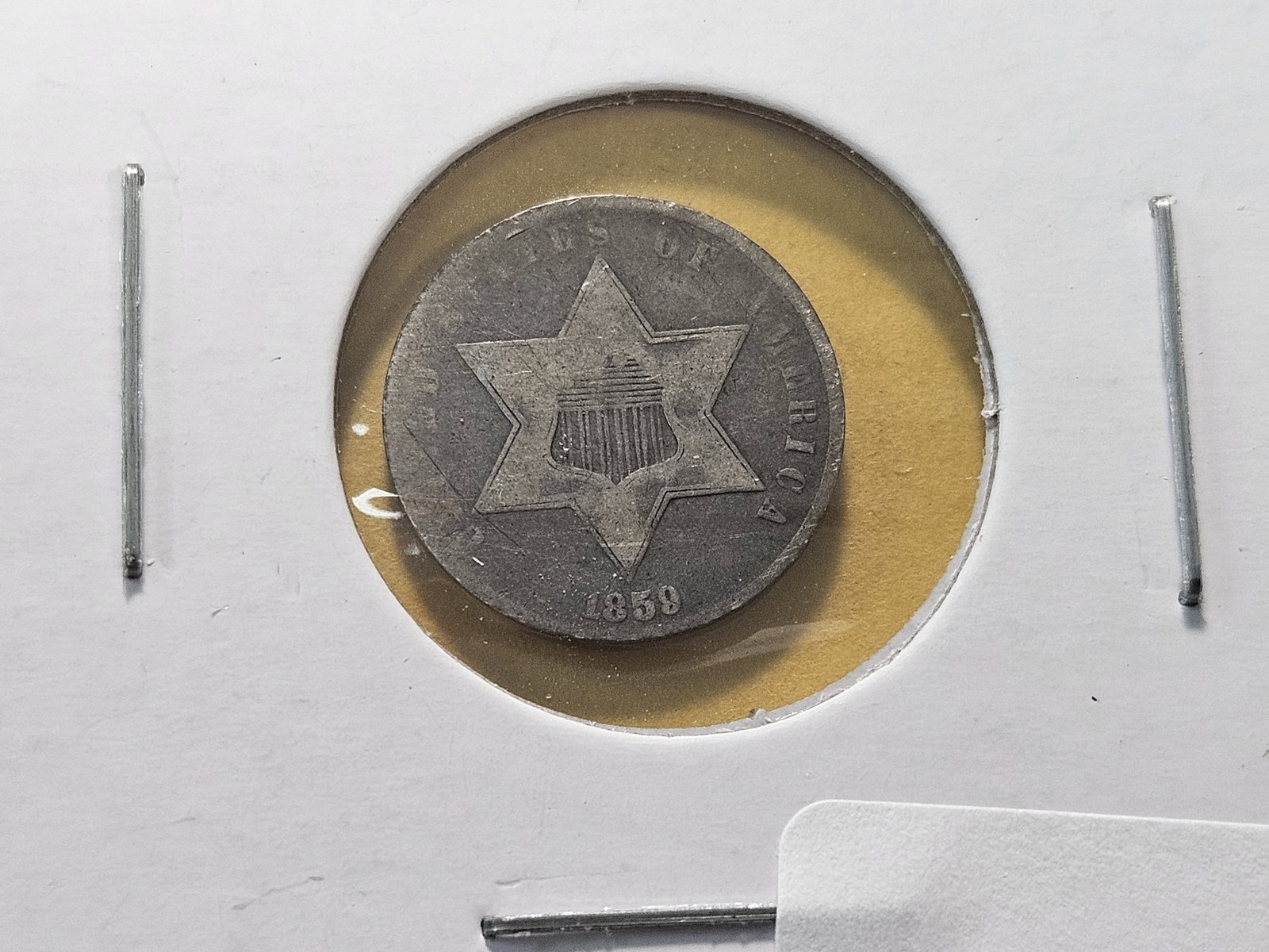 1859 Three Cent Silver Trime: In Fine