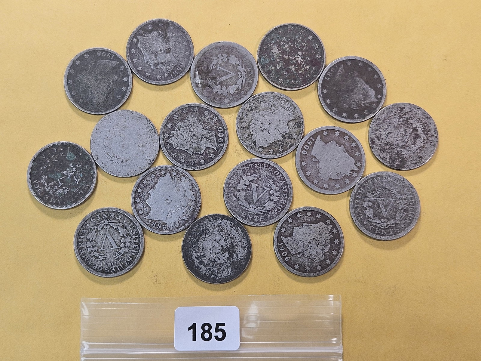 Seventeen Mixed Liberty V Nickels: Mixed dates and grades