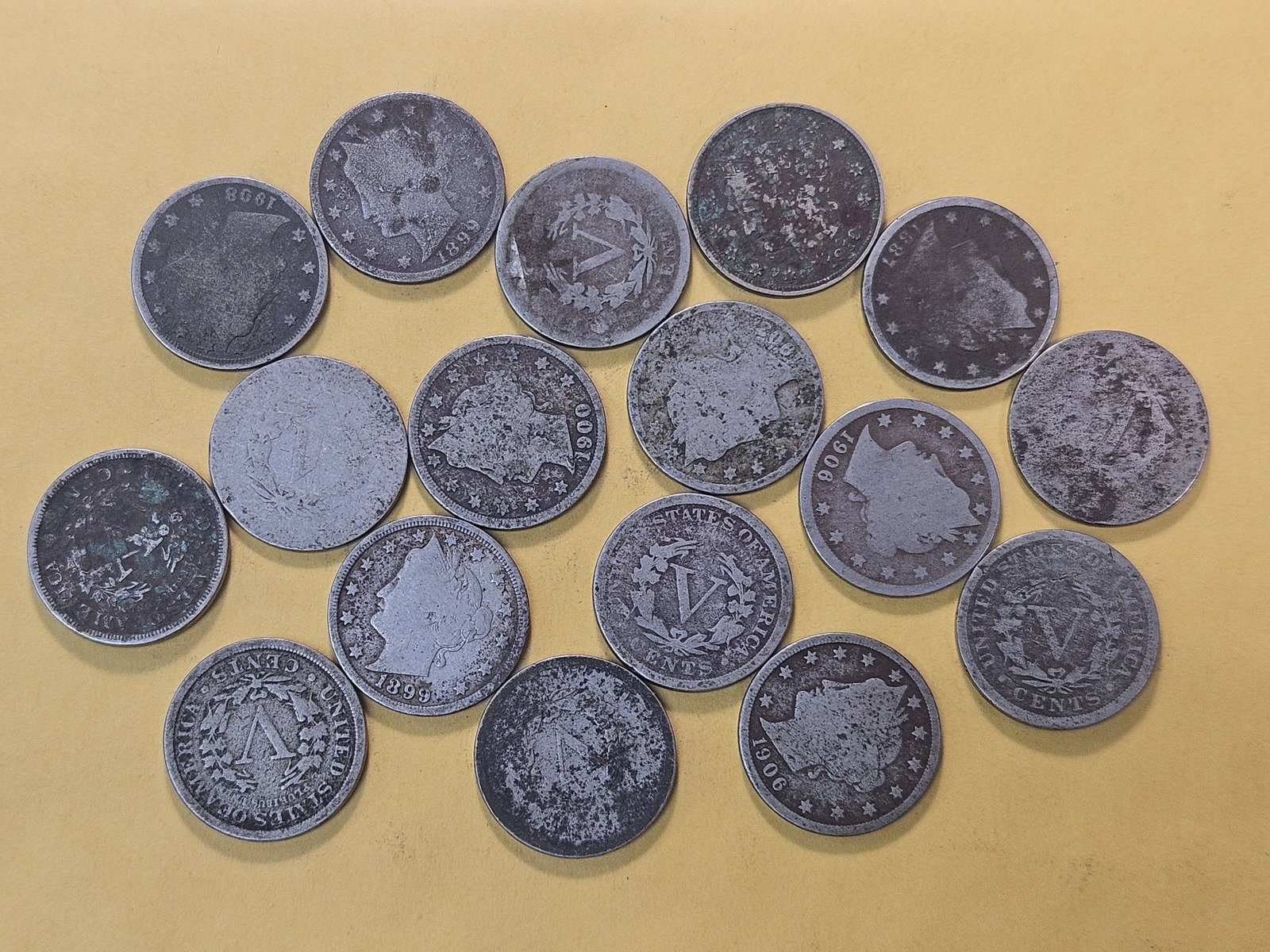 Seventeen Mixed Liberty V Nickels - 2
