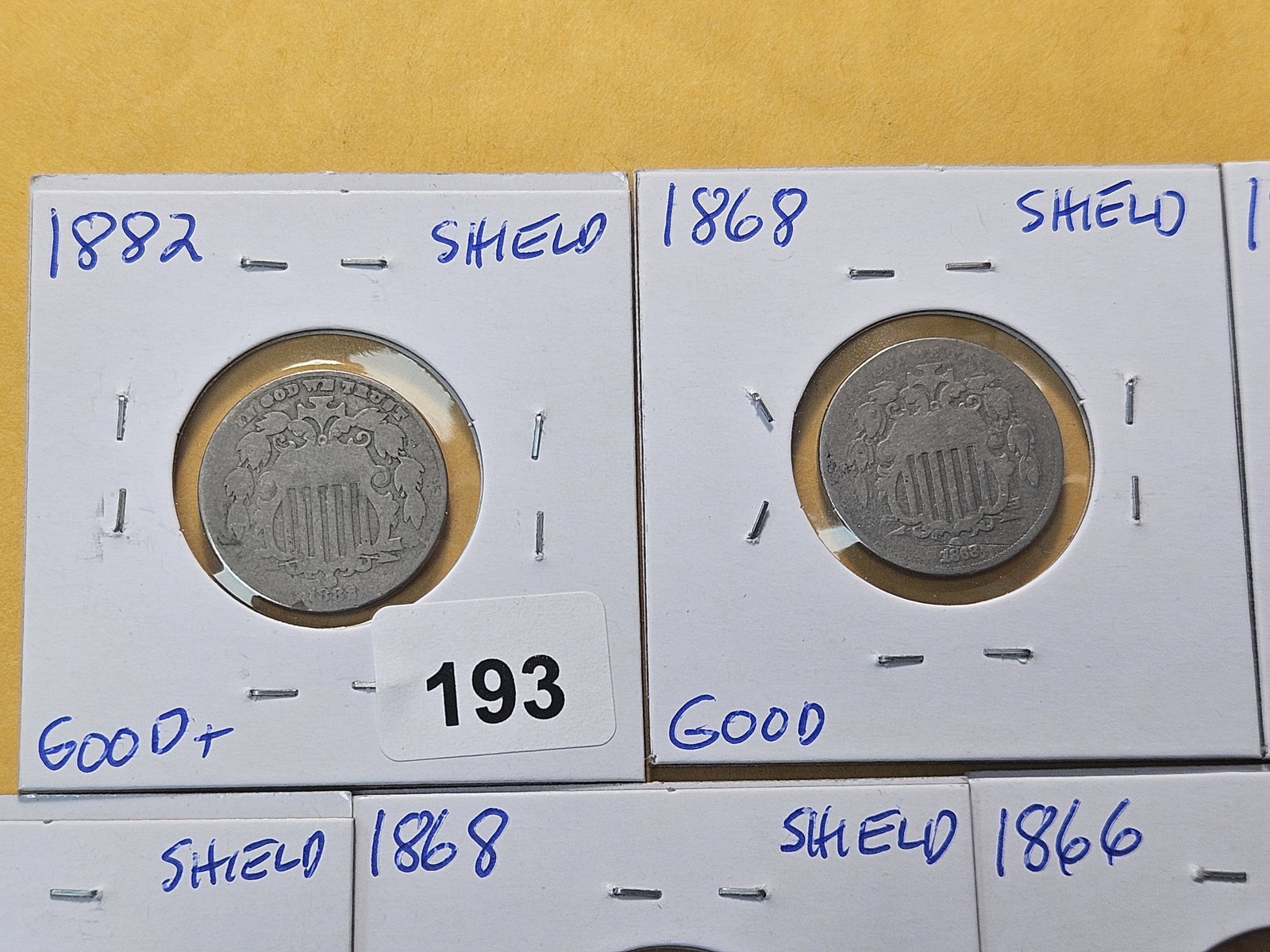 Seven Circulated Shield Nickels - 2