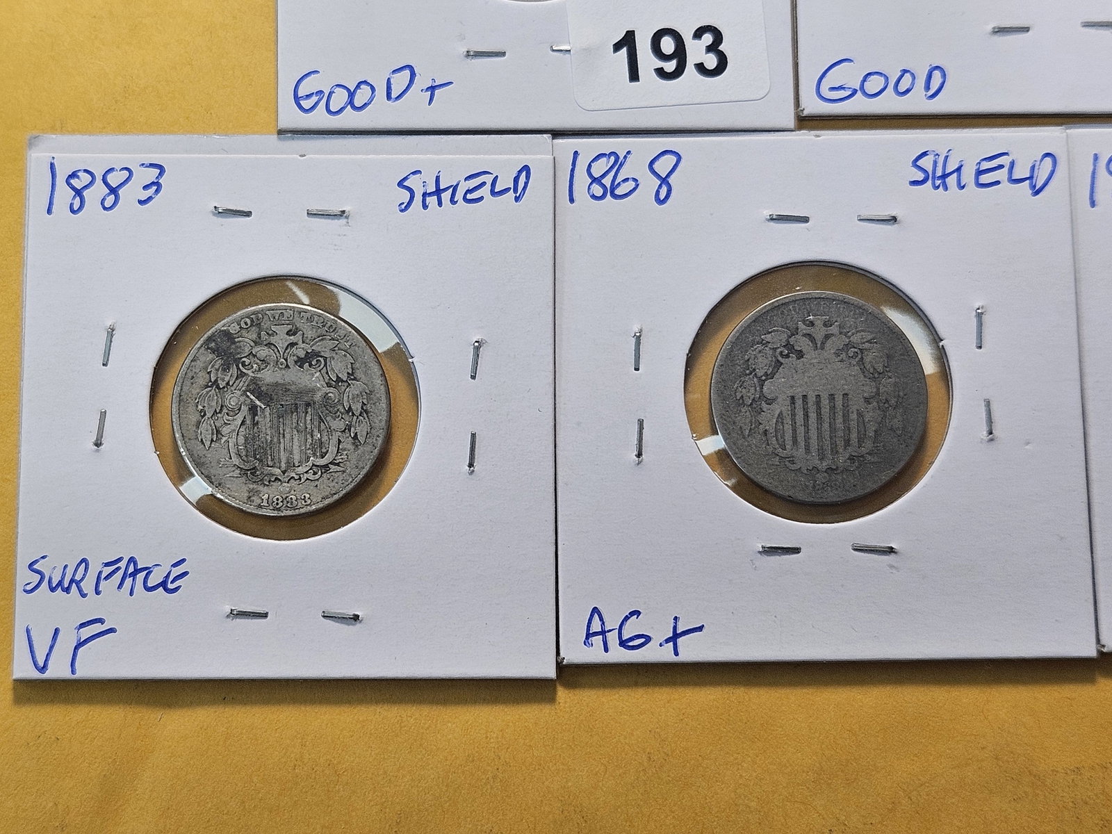 Seven Circulated Shield Nickels - 4