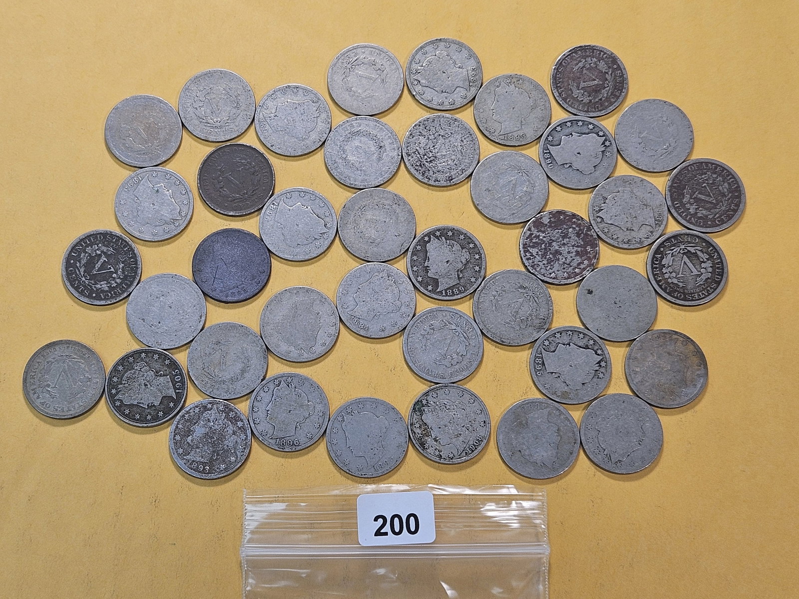 Forty Mixed Liberty V Nickels: Mixed dates and grades, all circulated