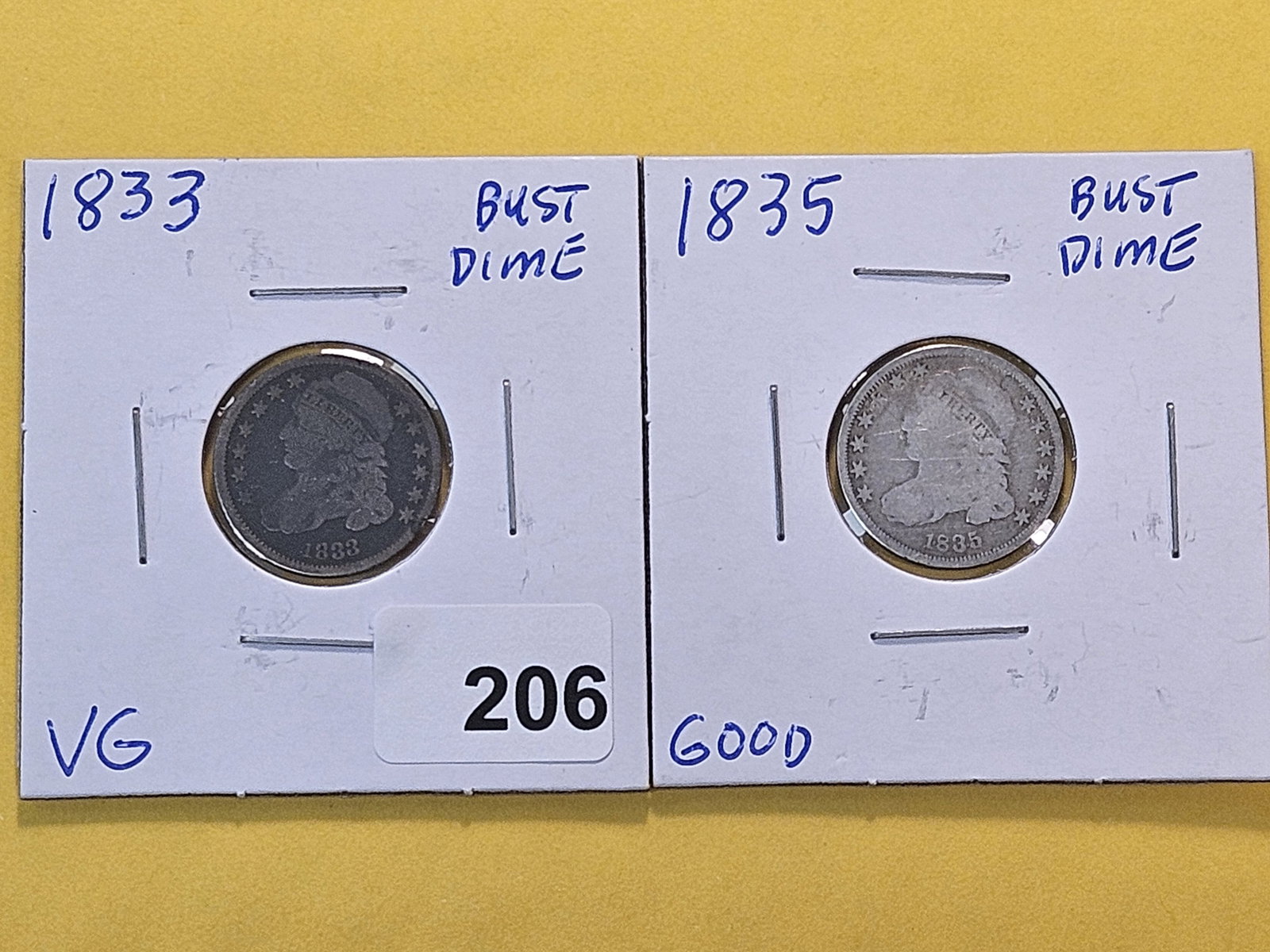 Two Circulated Capped Bust Silver Dimes (1 of 6)