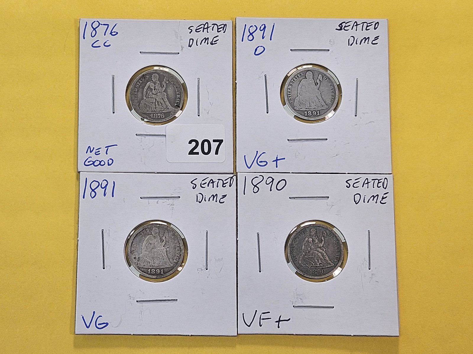 CARSON CITY! Four Seated Liberty Silver Dimes (1 of 7)