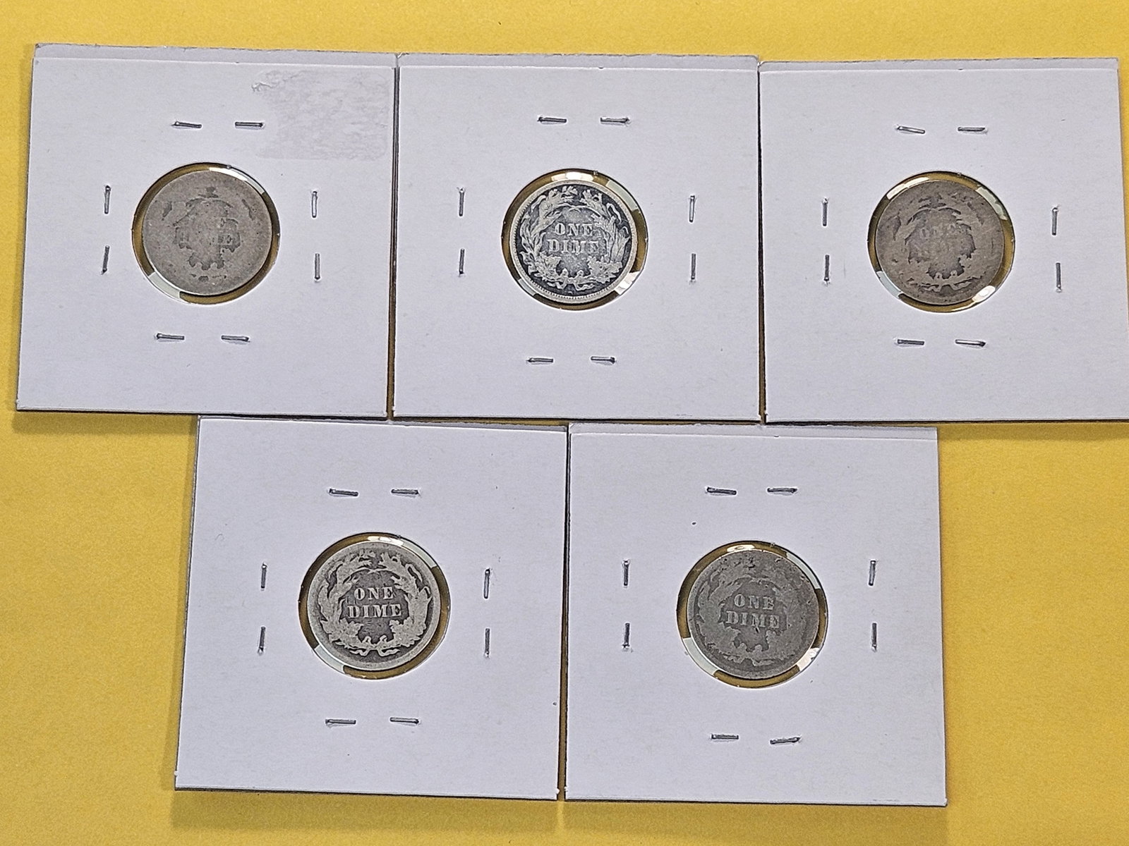 Five Seated Liberty Silver Dimes - 7