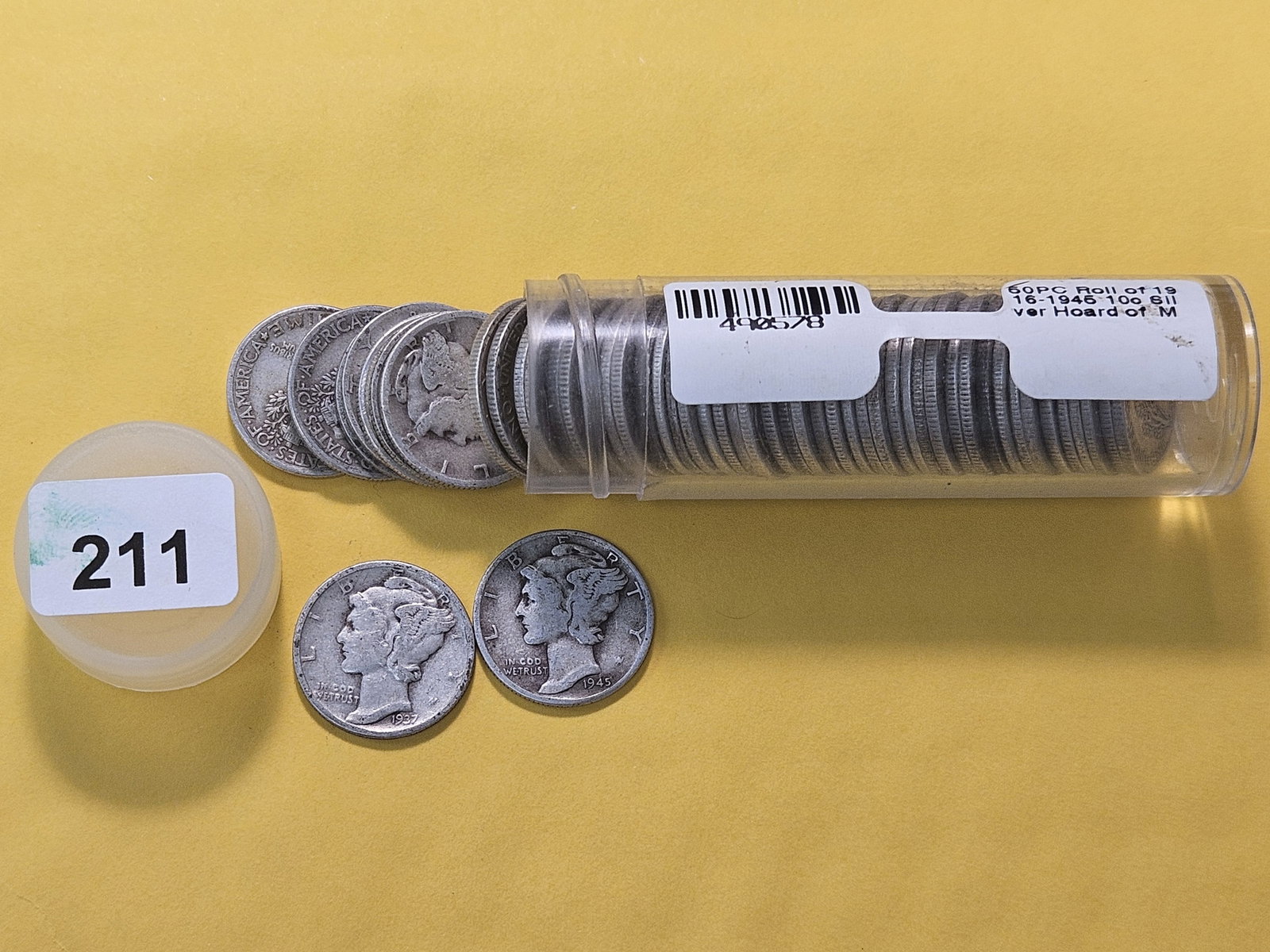 Roll of 50 Mixed Mercury Silver Dimes - 2