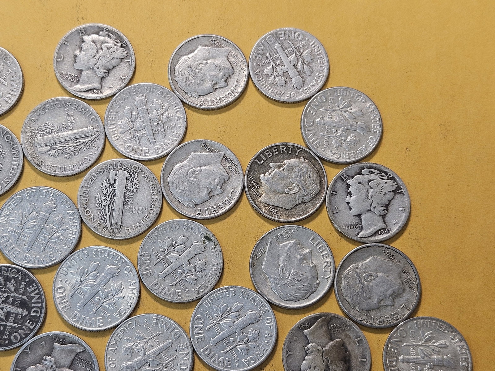 Fifty Mixed United States Silver Dimes - 3