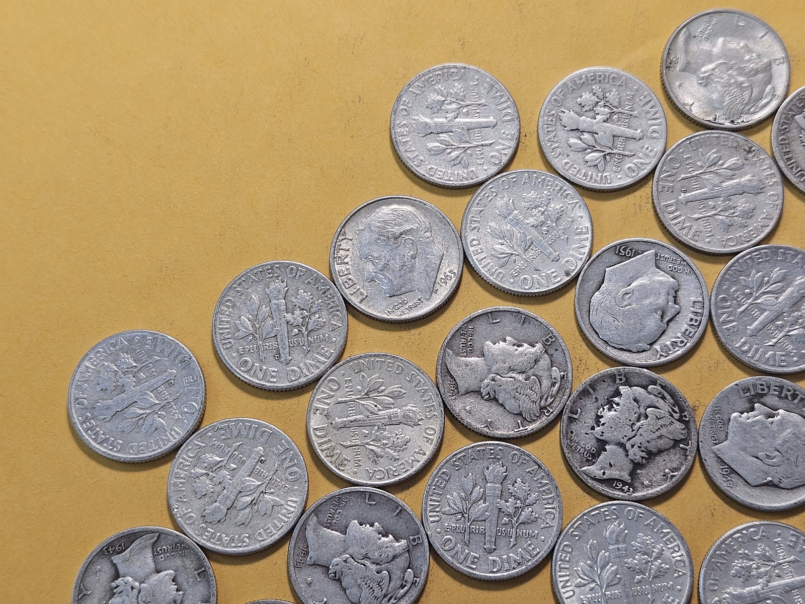 Fifty Mixed United States Silver Dimes - 2
