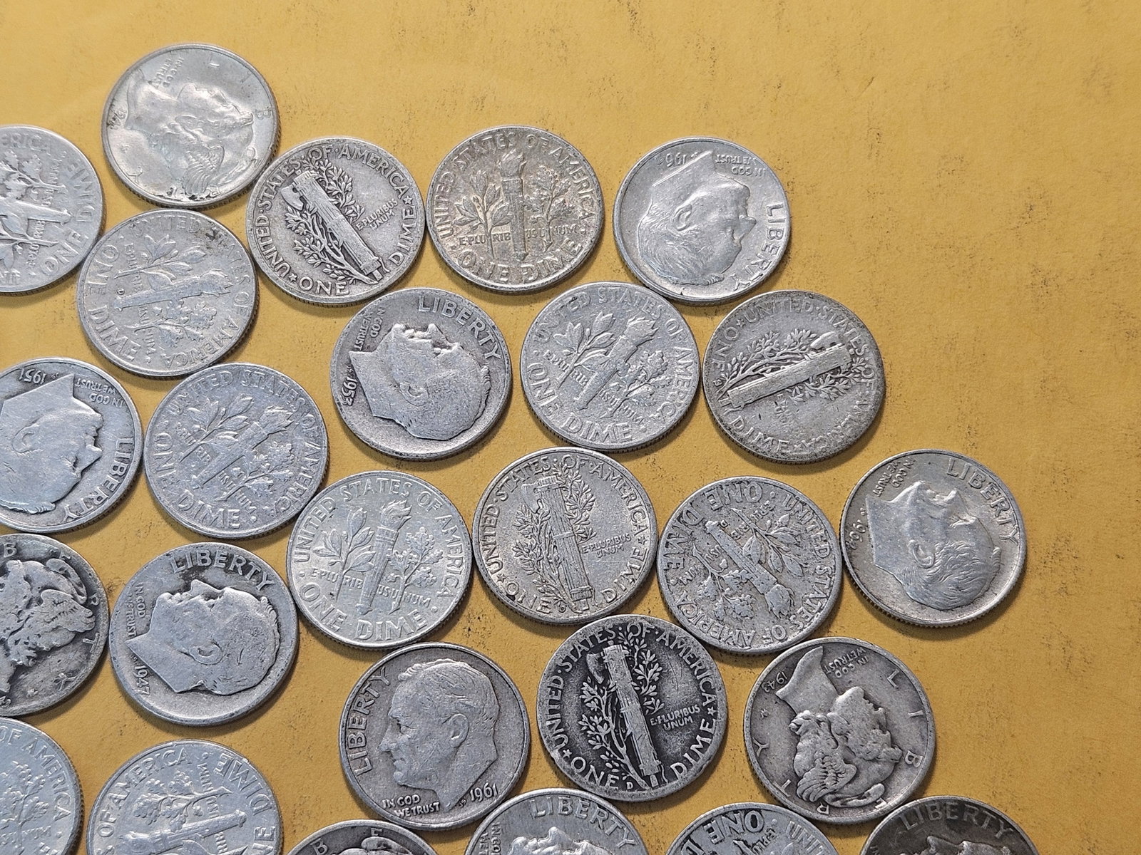 Fifty Mixed United States Silver Dimes - 3
