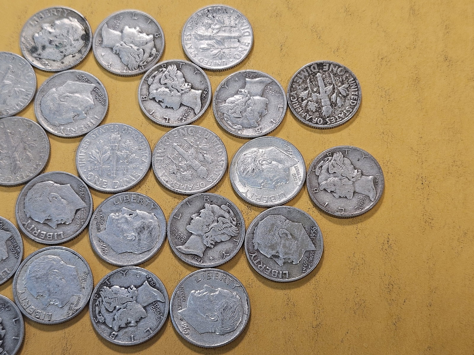 Twenty-five Mixed United States Silver Dimes - 3