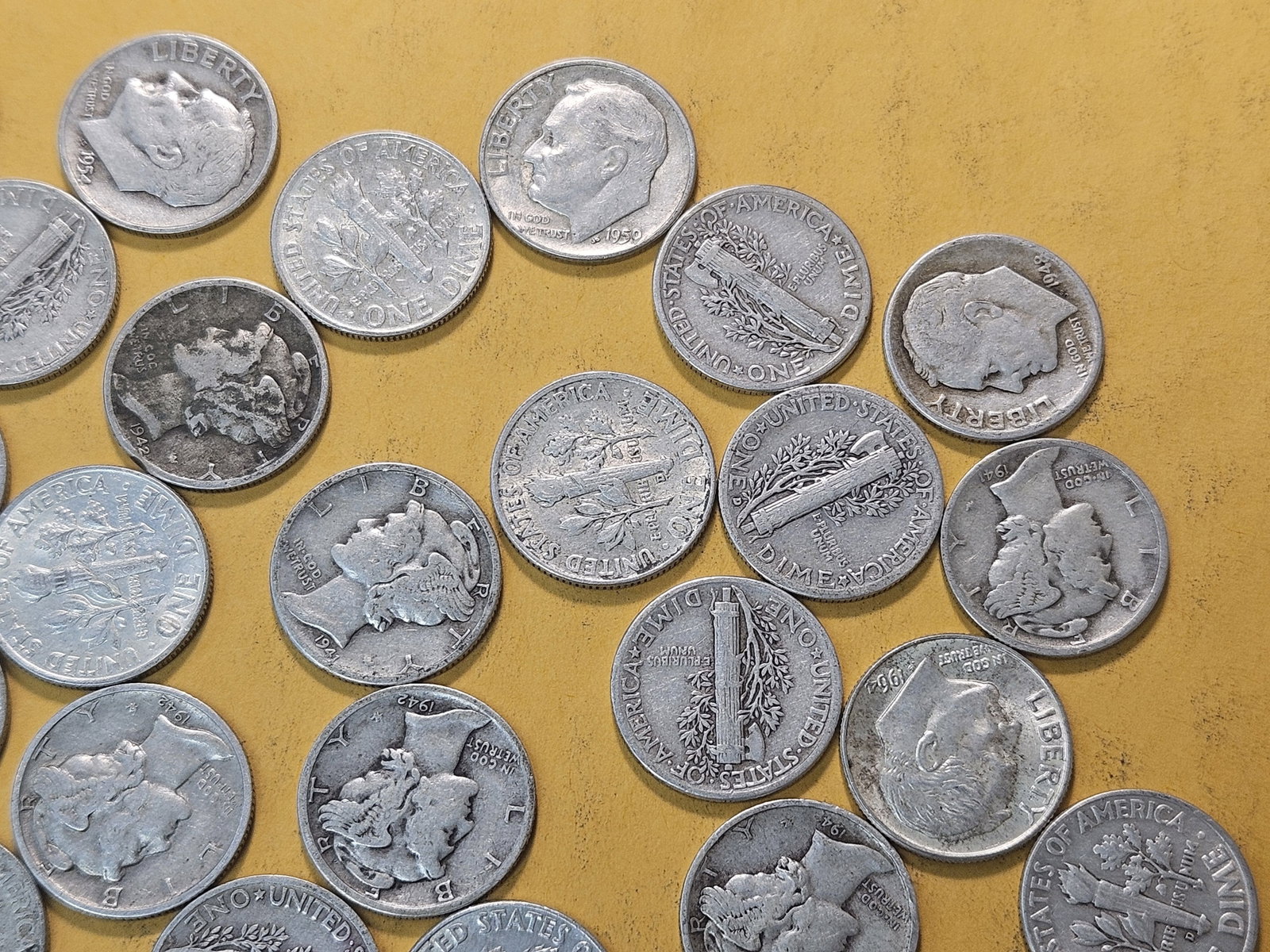 Fifty Mixed United States Silver Dimes - 3