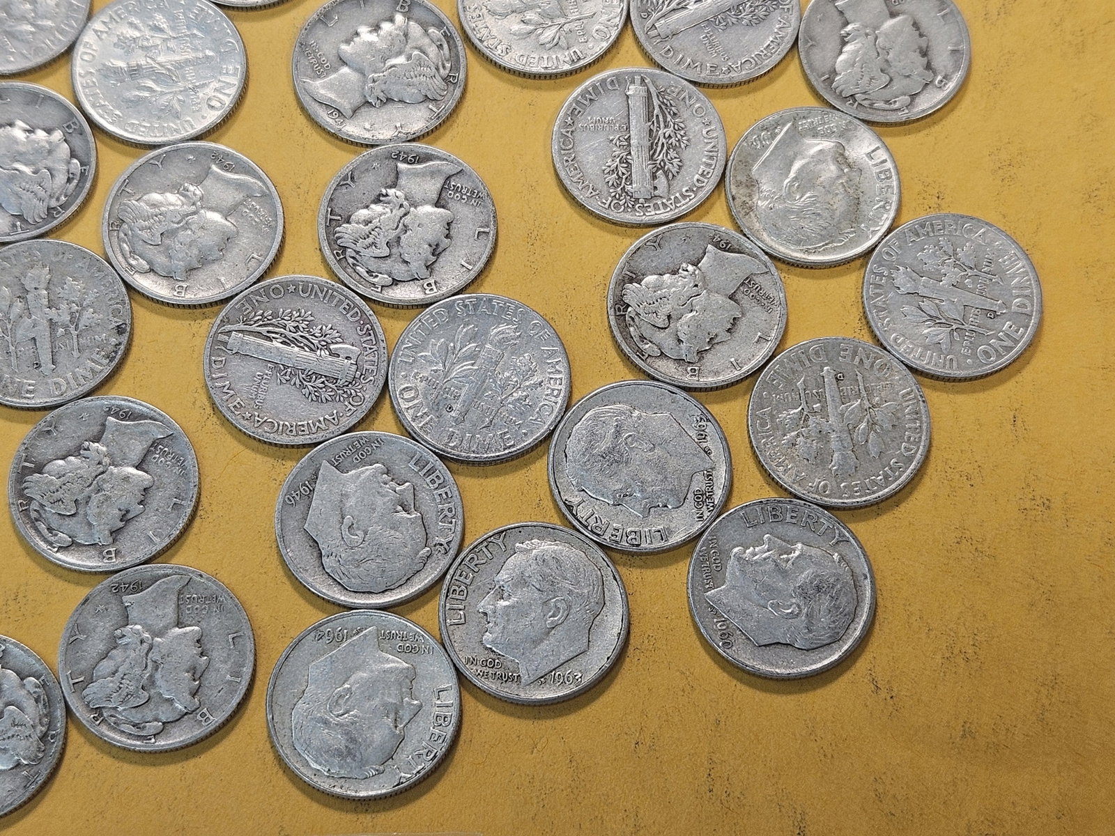 Fifty Mixed United States Silver Dimes - 4