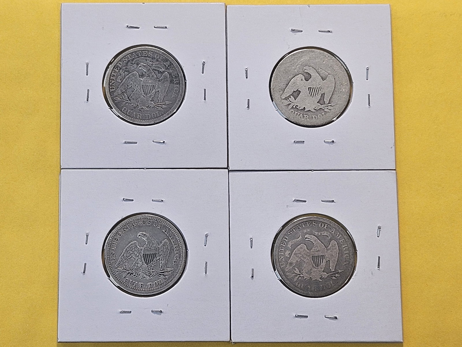 Four Seated Liberty Silver Quarters - 6