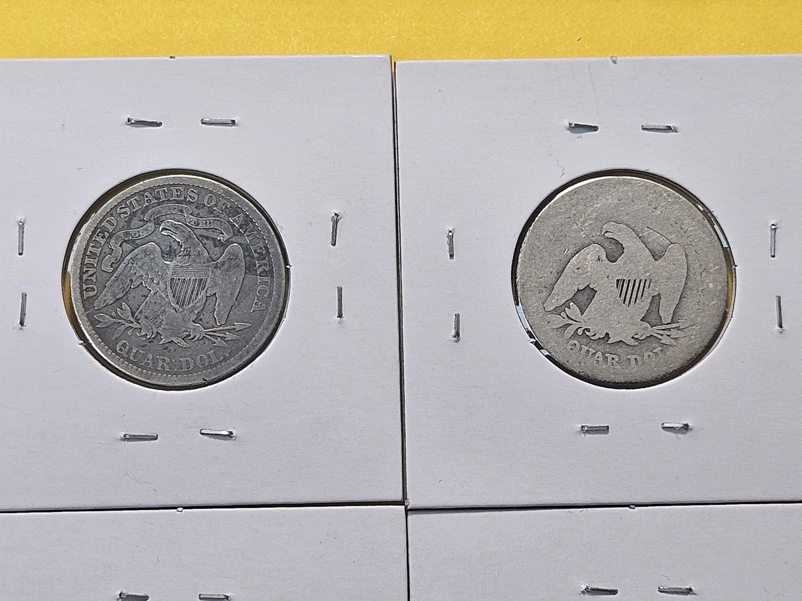 Four Seated Liberty Silver Quarters - 7