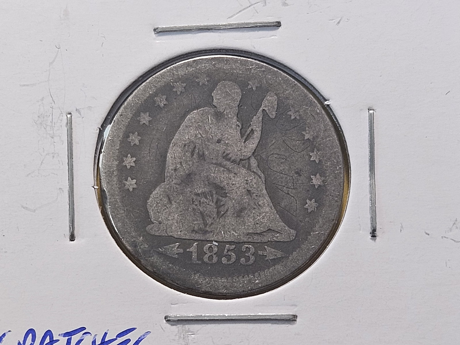 Capped Bust and four Seated Liberty Silver Quarters - 5