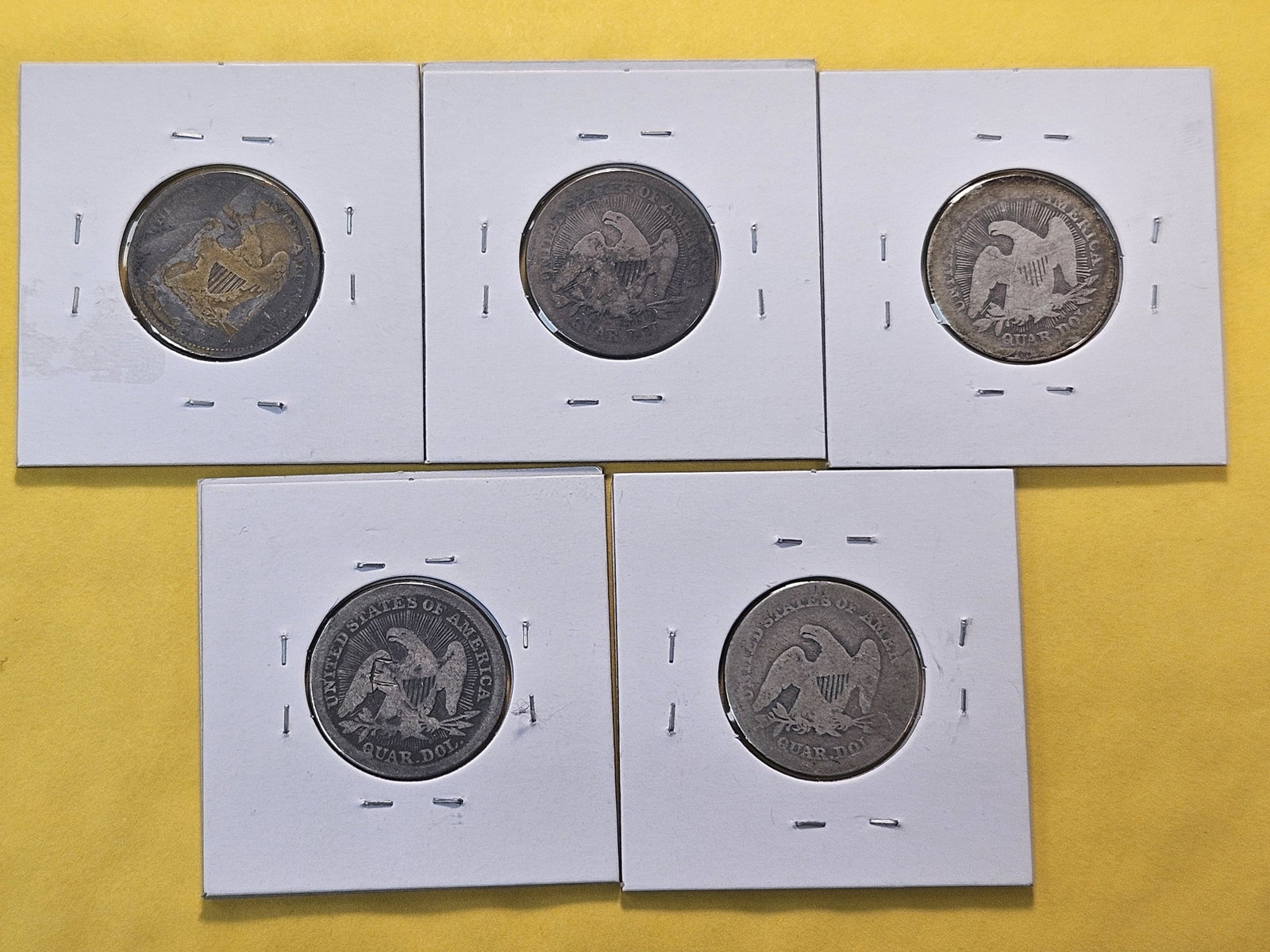 Capped Bust and four Seated Liberty Silver Quarters - 7