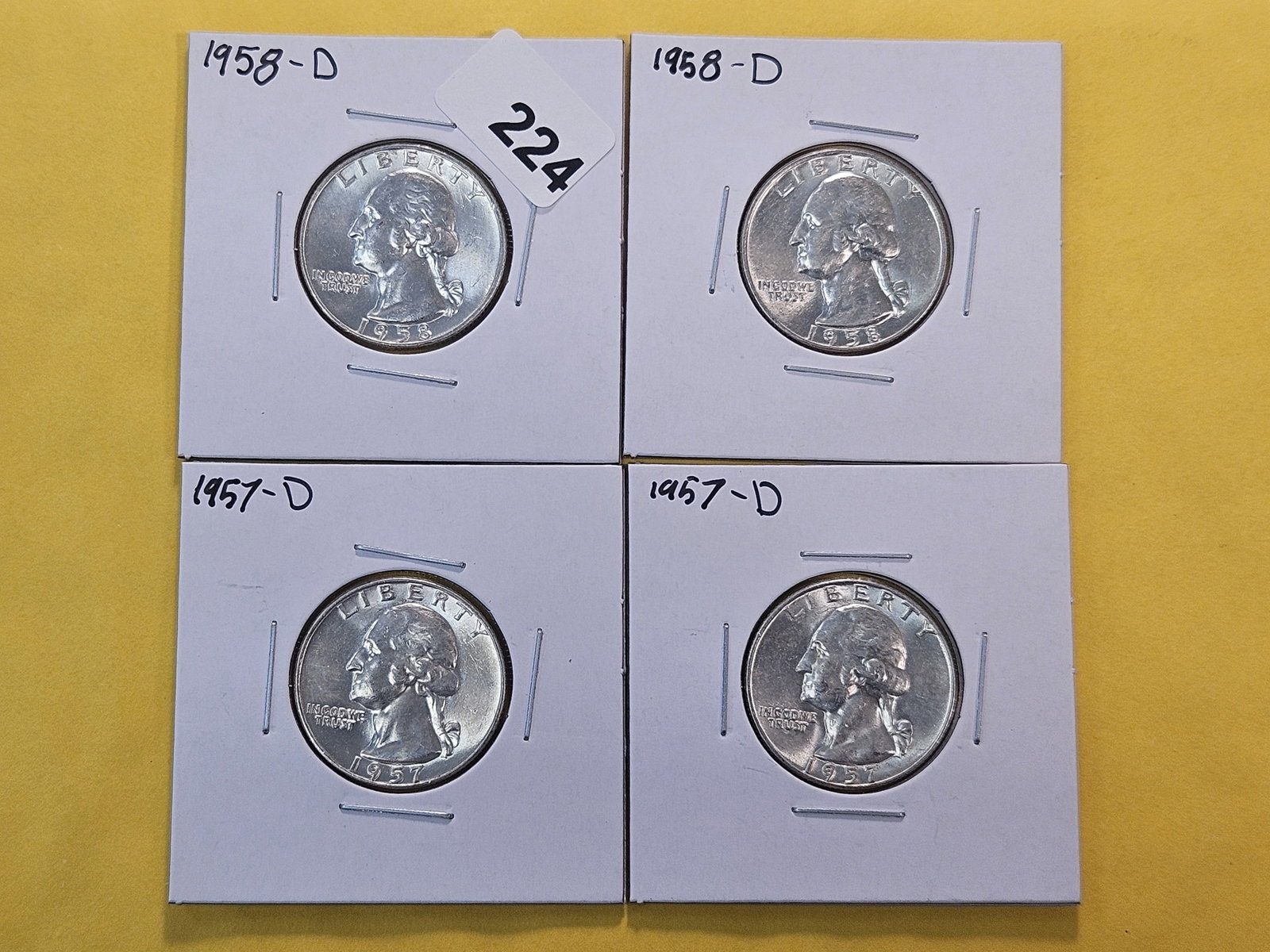 Four Brilliant Uncirculated Washington Silver Quarters (1 of 8)