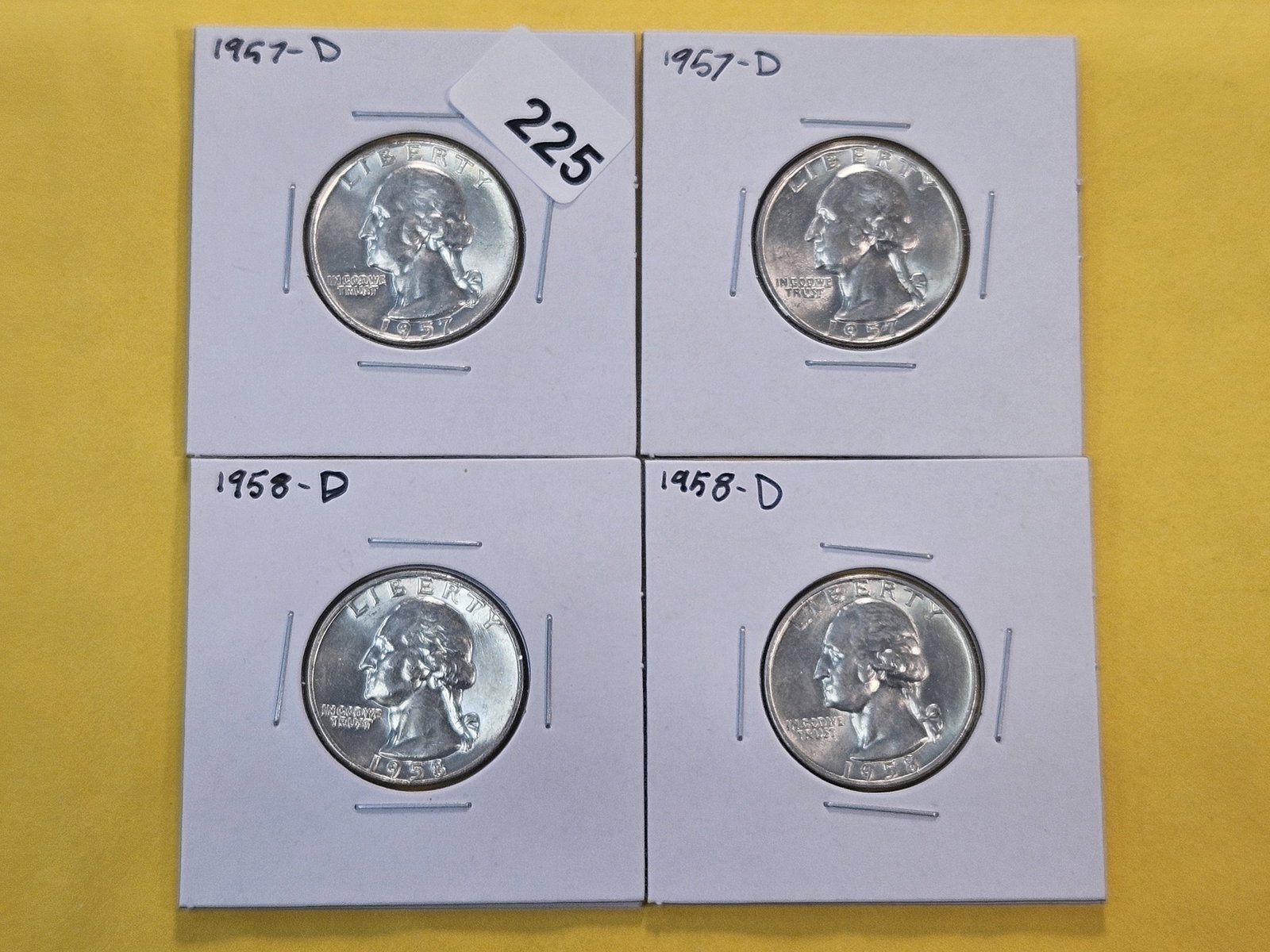 Four Brilliant Uncirculated Washington Silver Quarters (1 of 8)