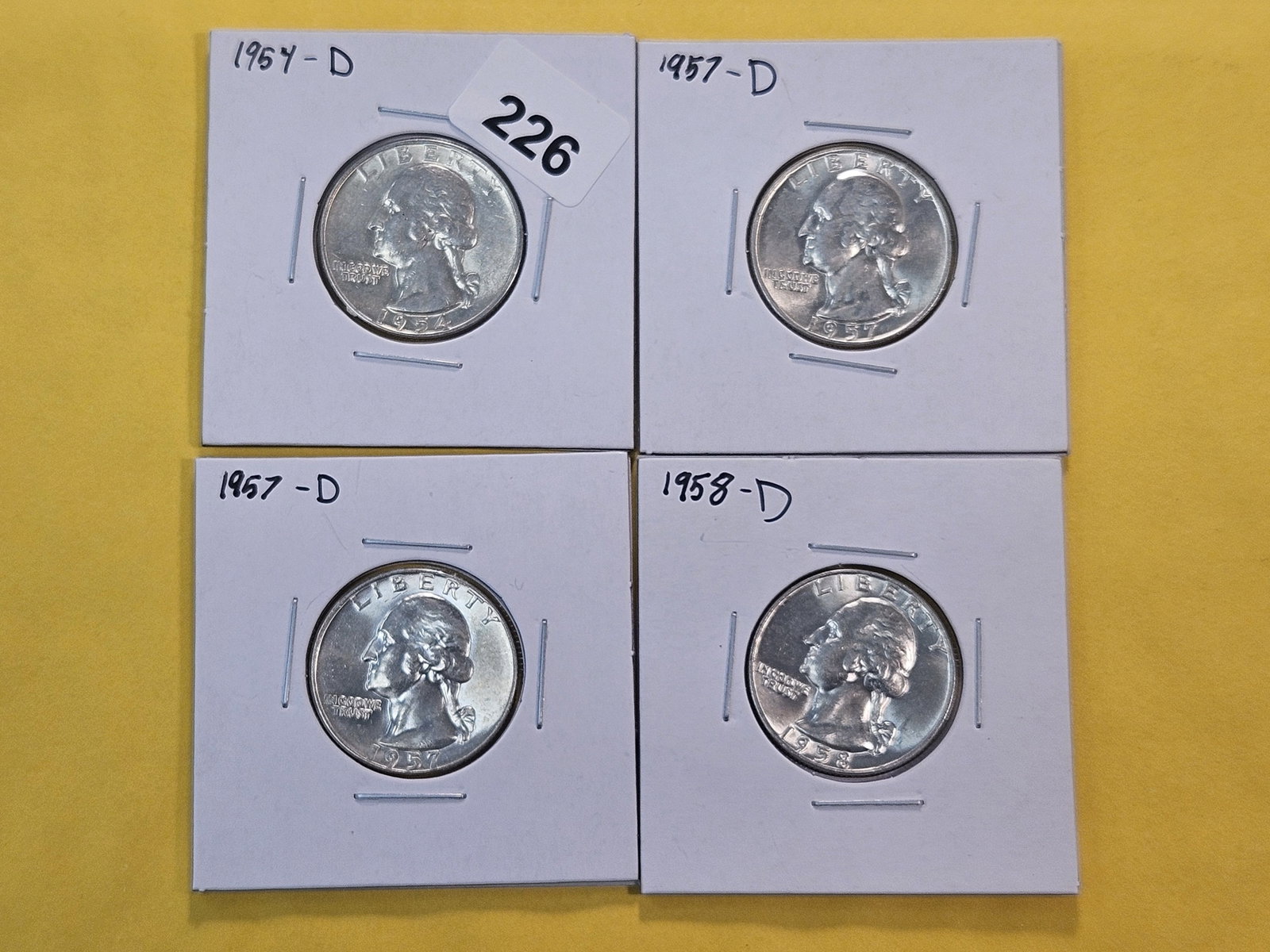 Four Brilliant Uncirculated Washington Silver Quarters (1 of 8)