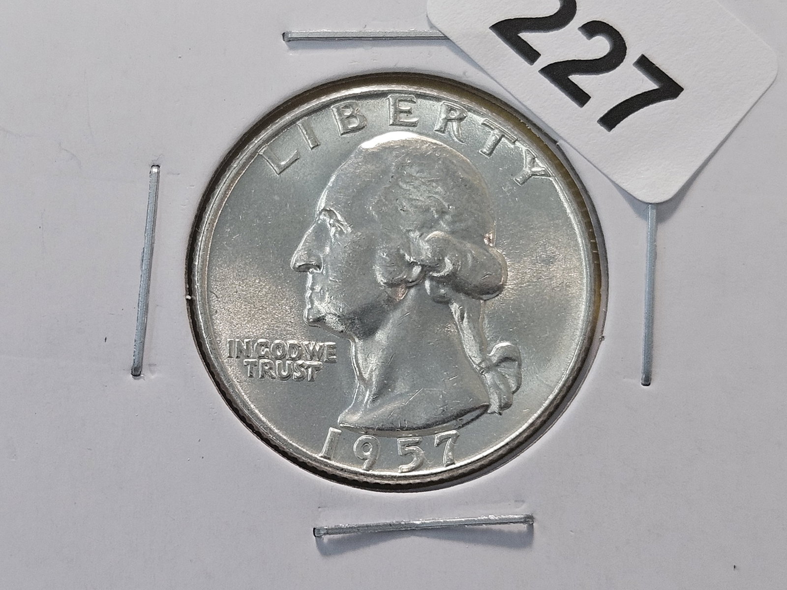 Four Washington Silver Quarters, three are Brilliant Uncirculated - 3