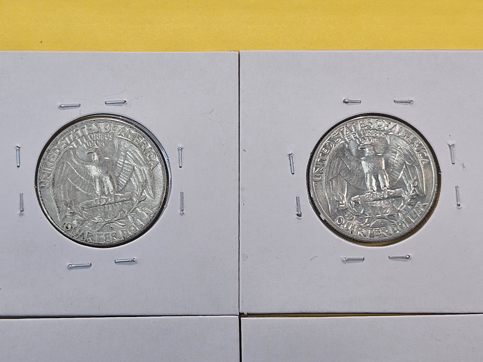 Four Washington Silver Quarters, three are Brilliant Uncirculated - 7