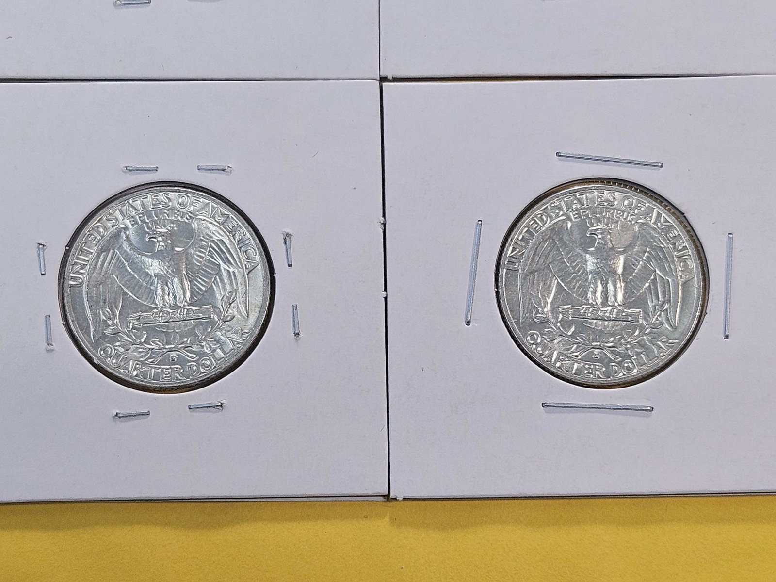 Four Washington Silver Quarters, three are Brilliant Uncirculated - 8