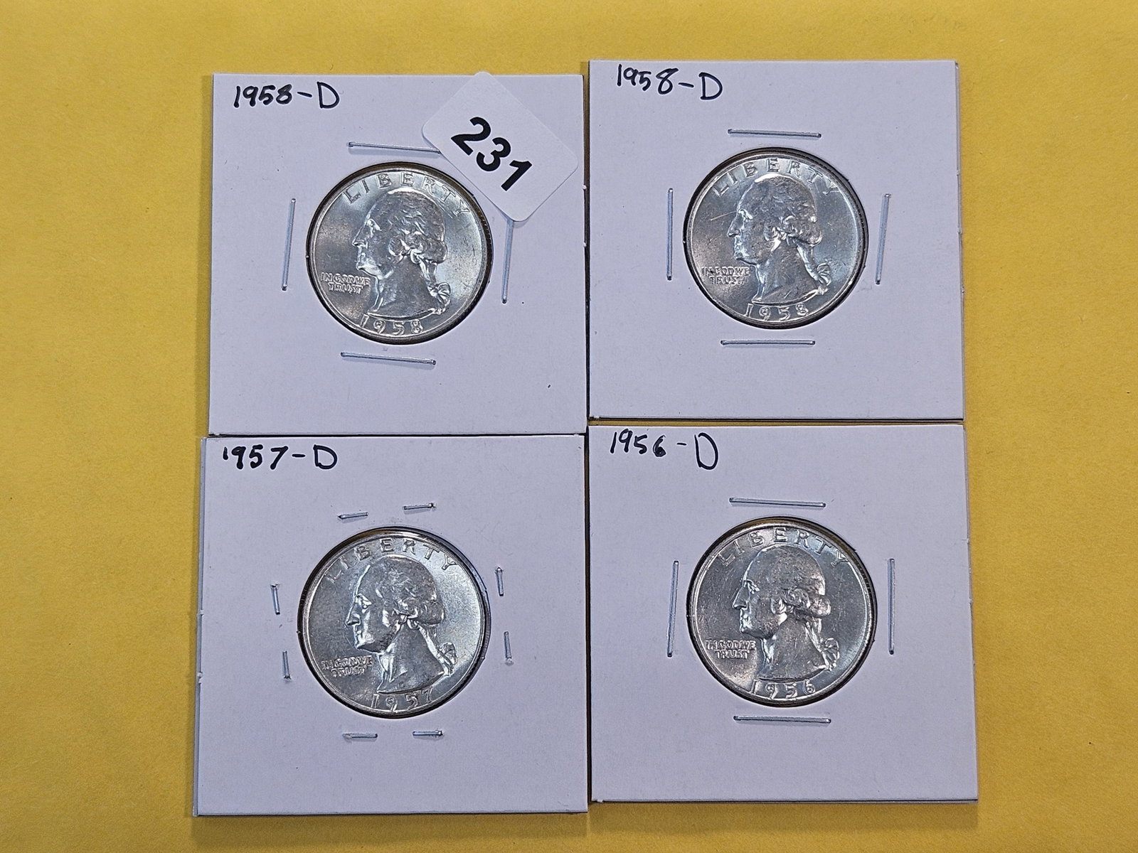Four Brilliant Uncirculated Washington Silver Quarters (1 of 8)