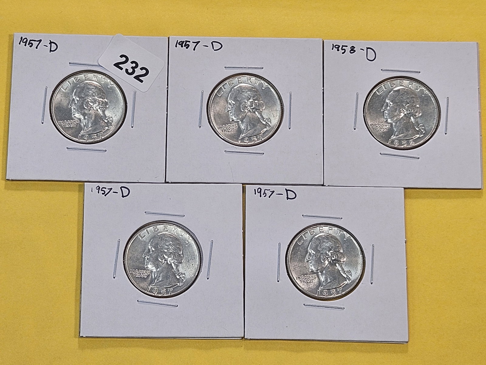 Five Brilliant Uncirculated Washington Silver Quarters (1 of 10)