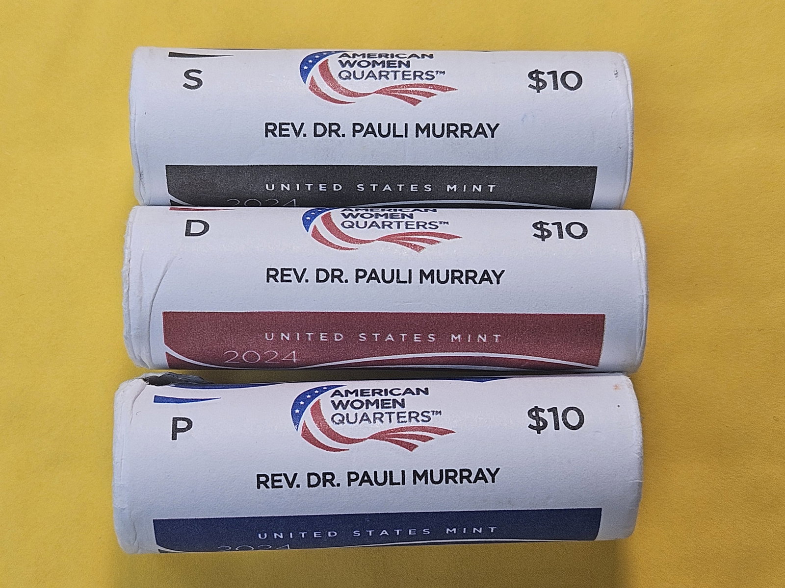 Three Brilliant Uncirculated Rolls of Mint-wrapped Rolls of 2024 Washington Quarters - 2
