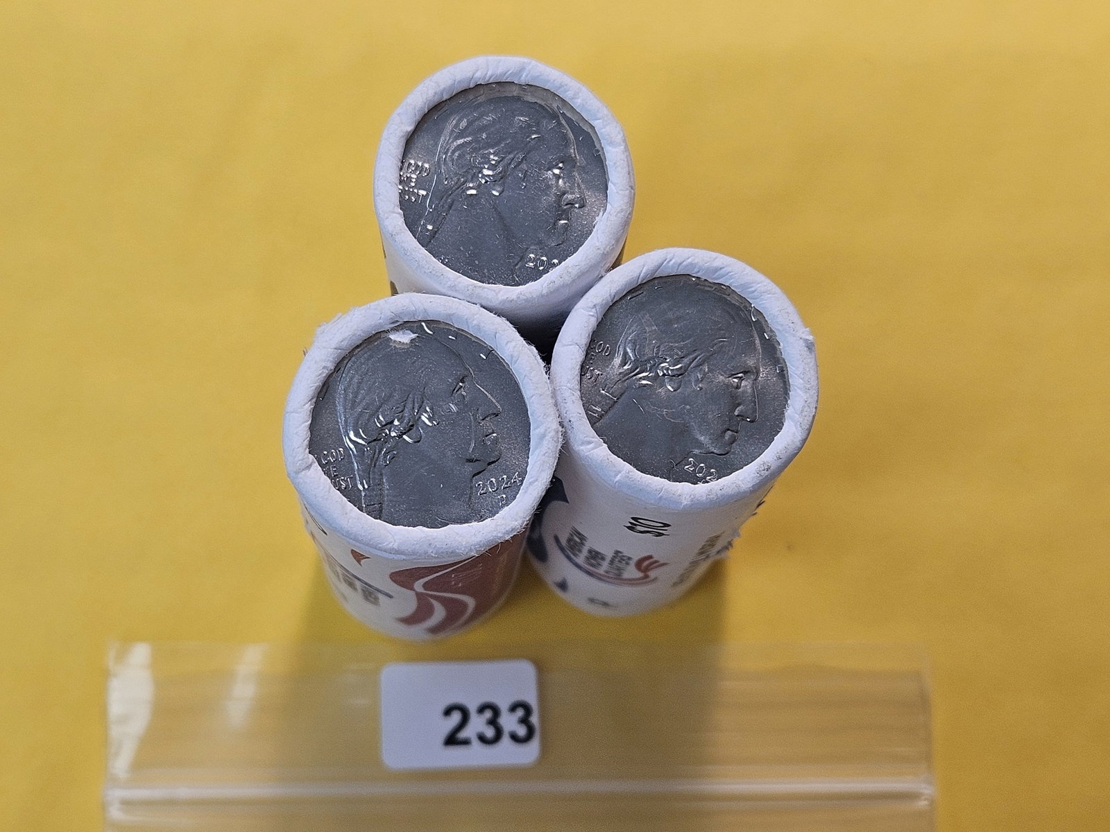 Three Brilliant Uncirculated Rolls of Mint-wrapped Rolls of 2024 Washington Quarters - 3
