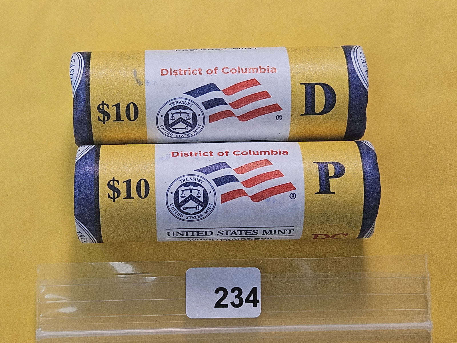 Two Brilliant Uncirculated Rolls of Mint-wrapped Rolls of 2024 Washington Quarters (1 of 3)
