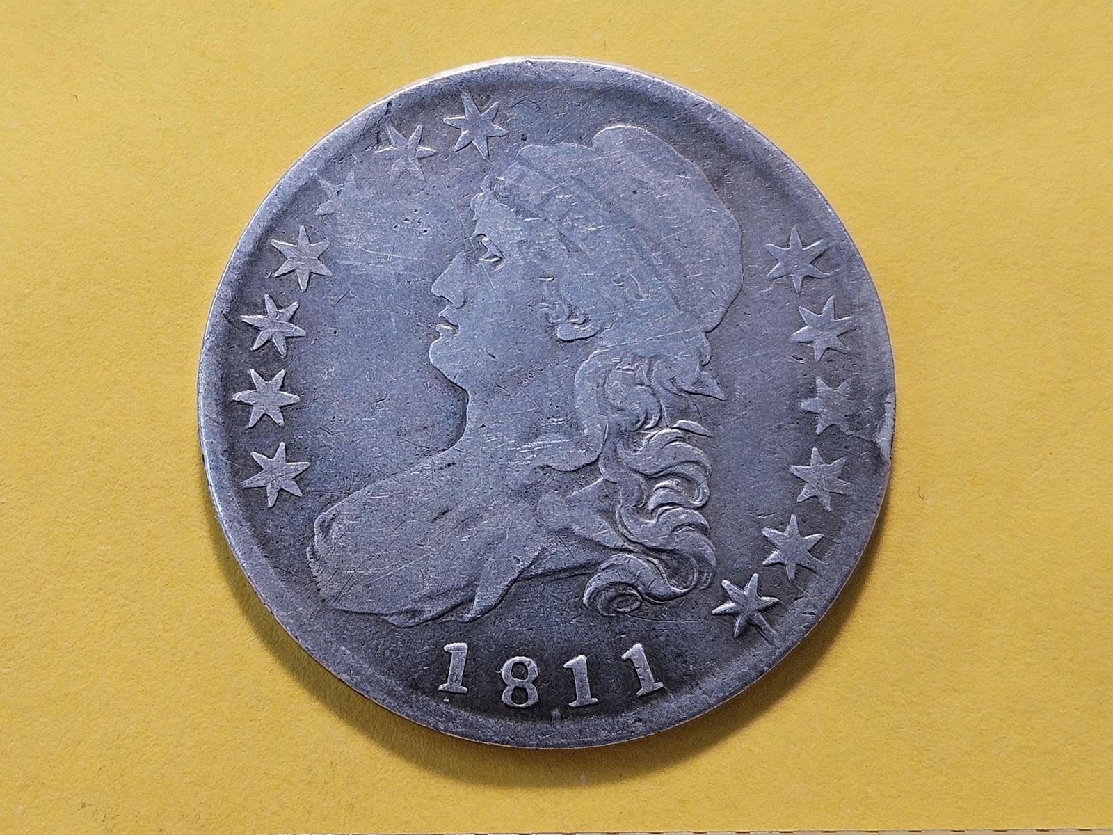 1811 Lettered Edge Capped Bust Silver Half Dollar: Circulated but well struck!