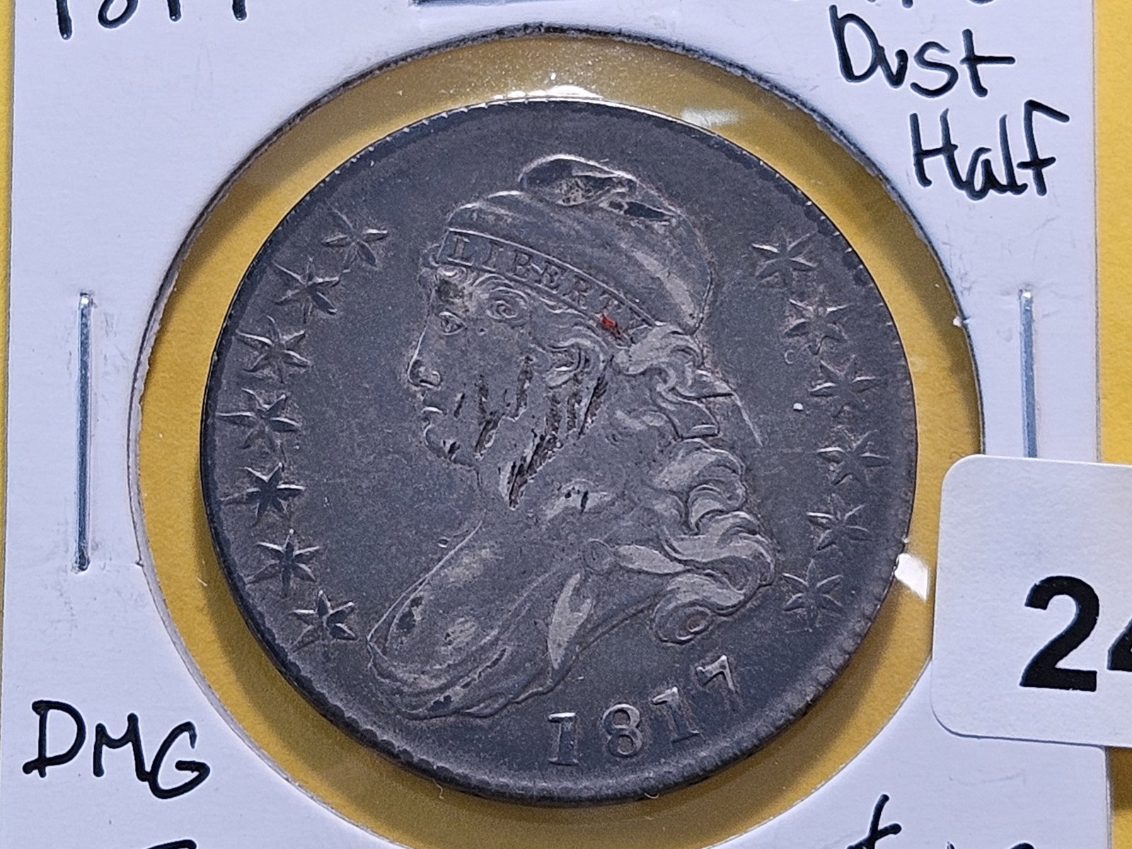 1817 Lettered Edge Capped Bust Silver Half Dollar: In Very Fine -details