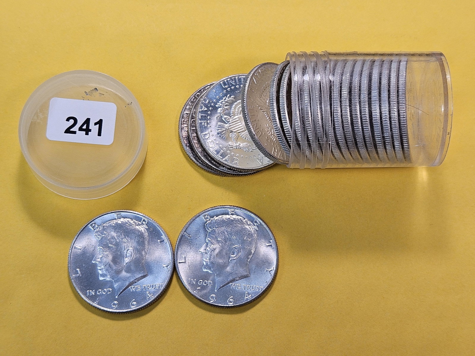 Full Roll! Twenty Brilliant Uncirculated 1964 Kennedy Silver Half Dollars - 2