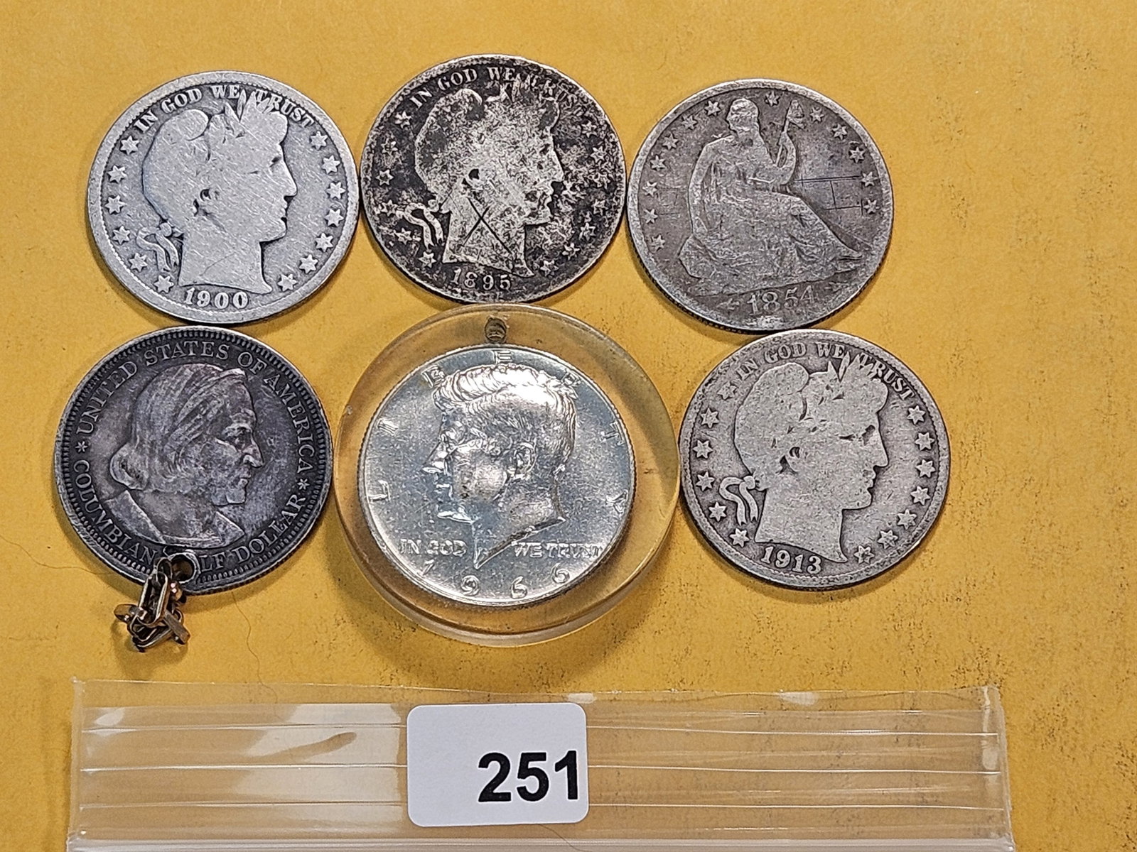 Five 90% Silver and a 40% Silver Kennedy Half Dollar (1 of 4)
