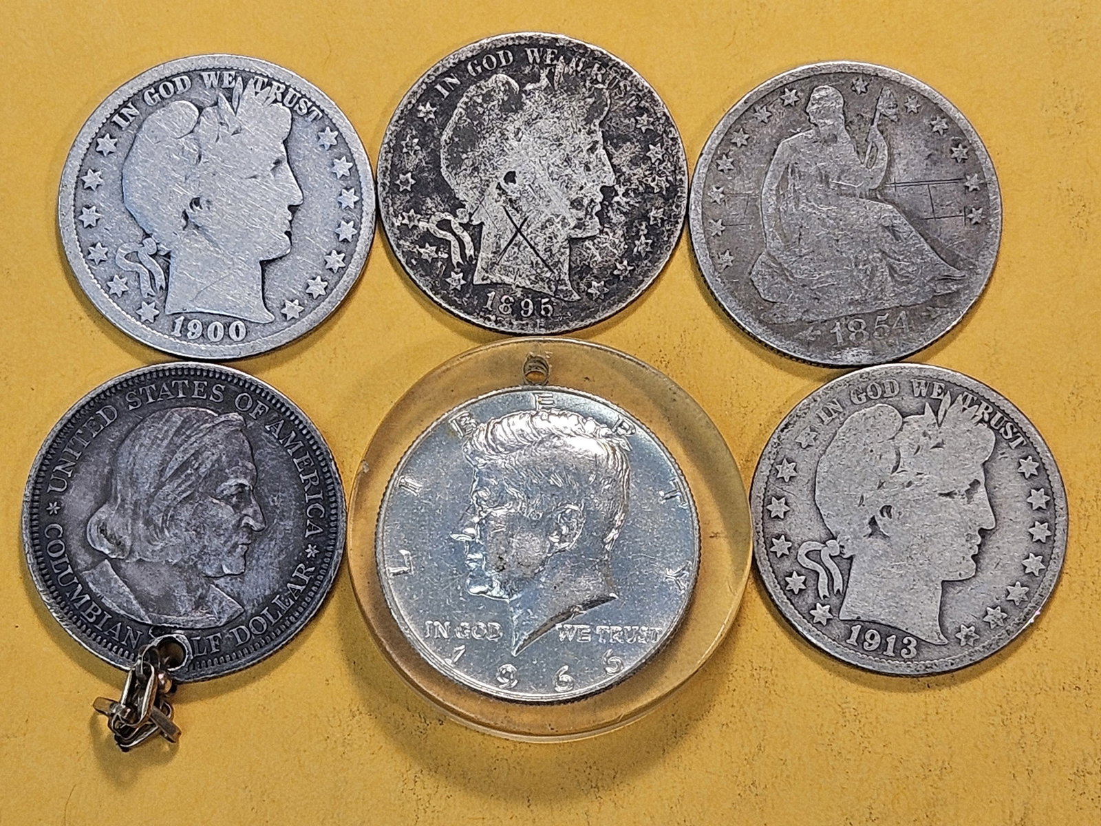 Five 90% Silver and a 40% Silver Kennedy Half Dollar - 2