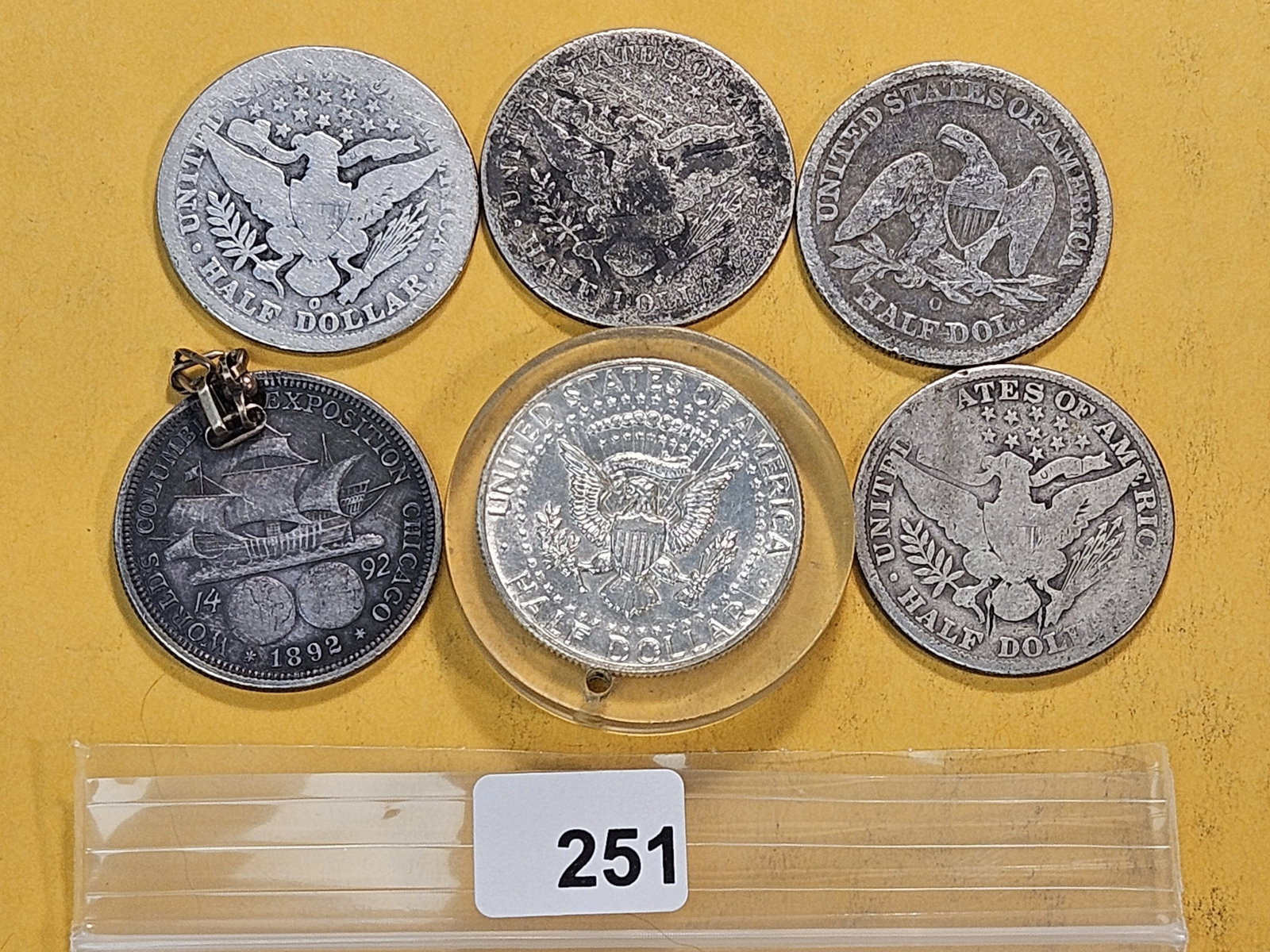 Five 90% Silver and a 40% Silver Kennedy Half Dollar - 3