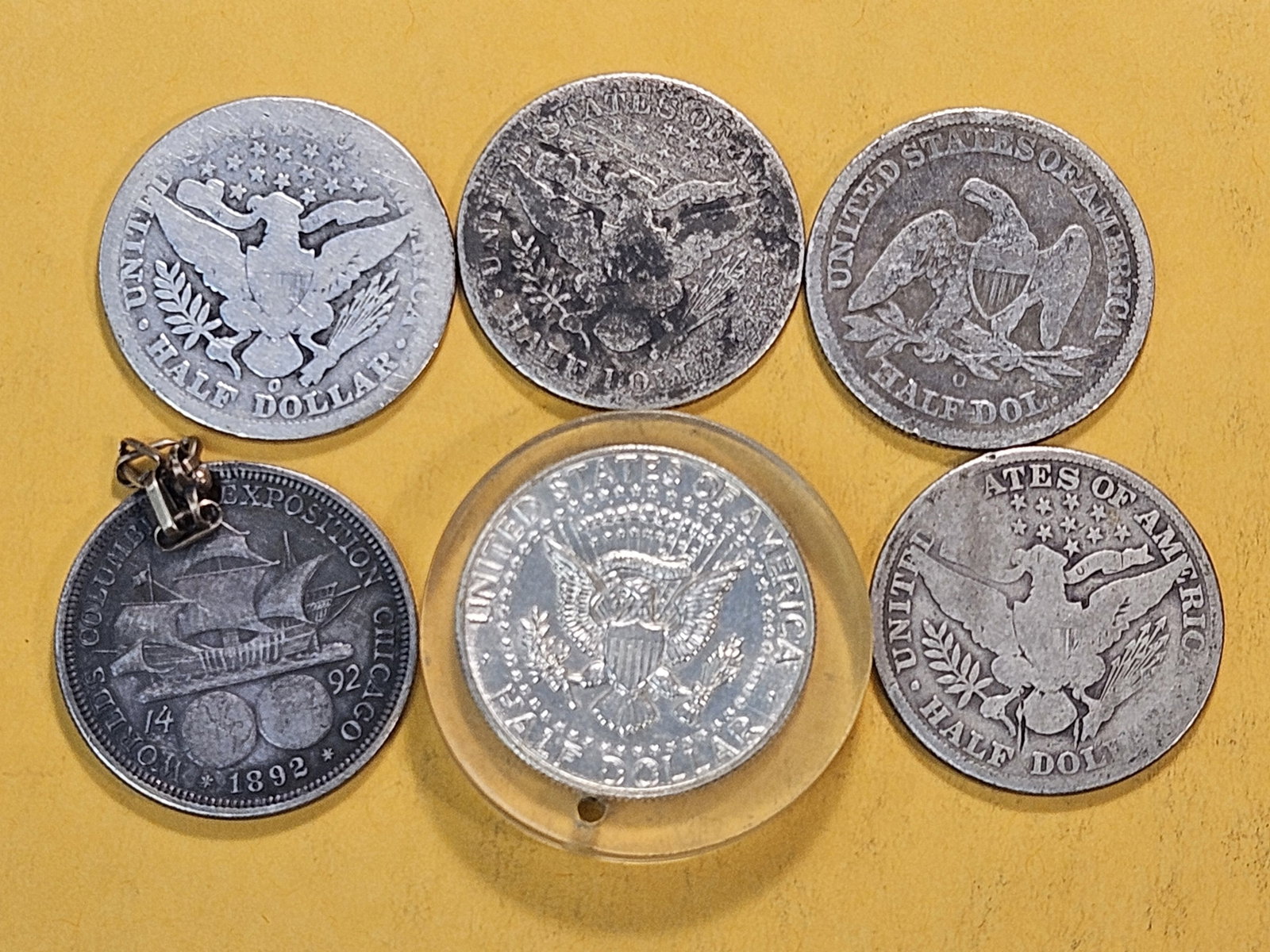 Five 90% Silver and a 40% Silver Kennedy Half Dollar - 4