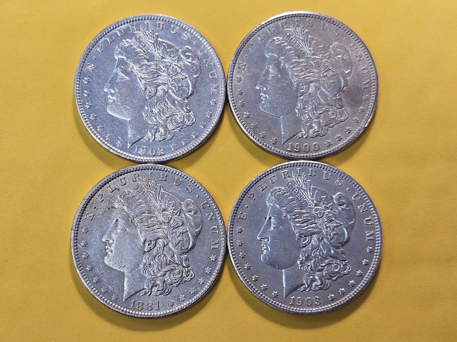 Four About Uncirculated Morgan Silver Dollars - 2