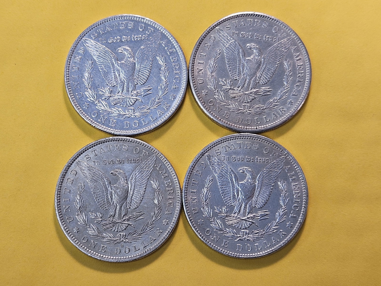 Four About Uncirculated Morgan Silver Dollars - 4