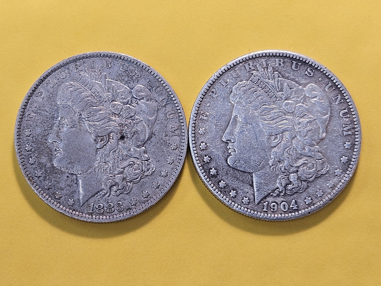 Two About Uncirculated Morgan Silver Dollars - 2