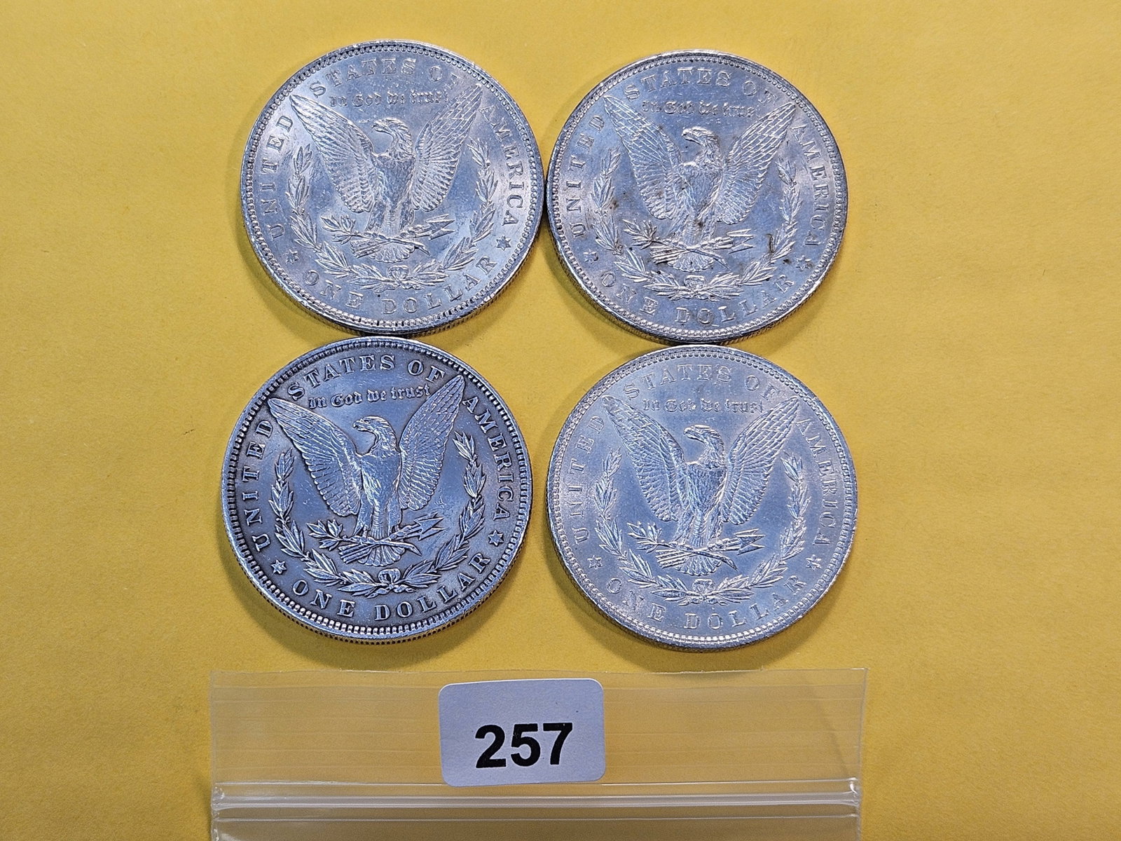 Four About Uncirculated Morgan Silver Dollars - 3
